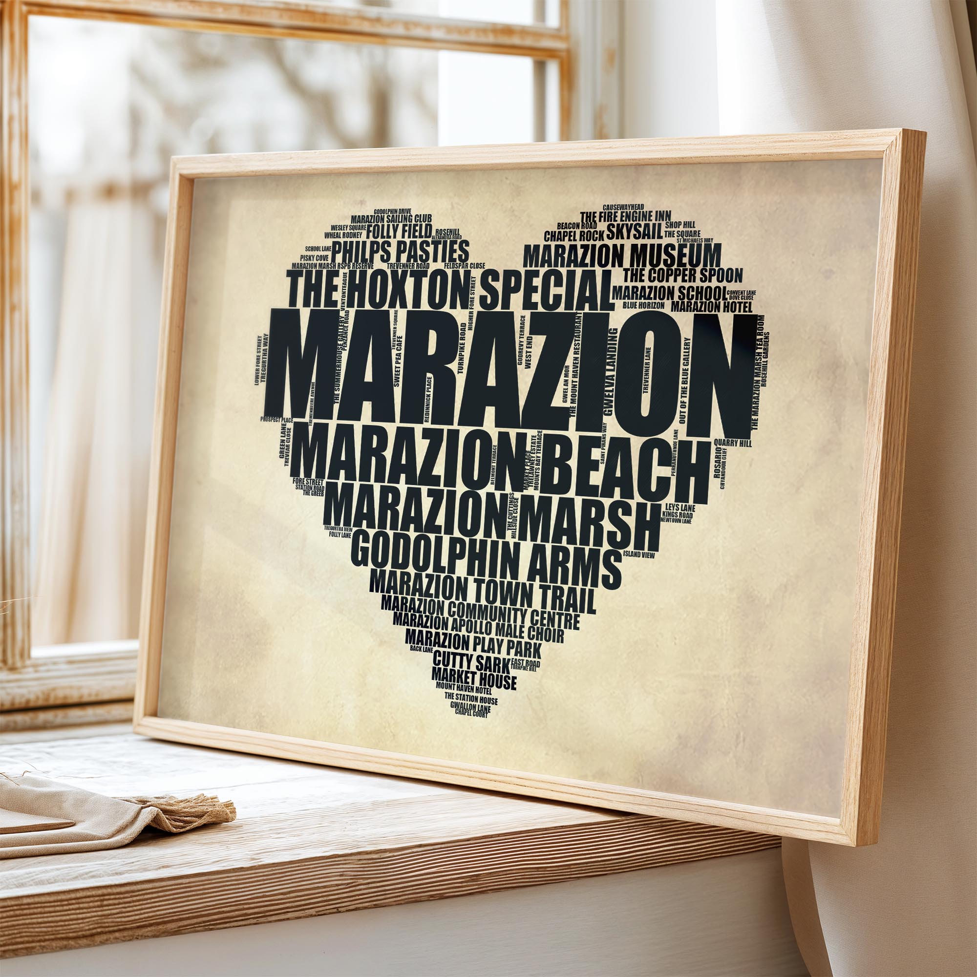 Marazion - Premium Typographic Word Cloud Prints, Posters & Gifts