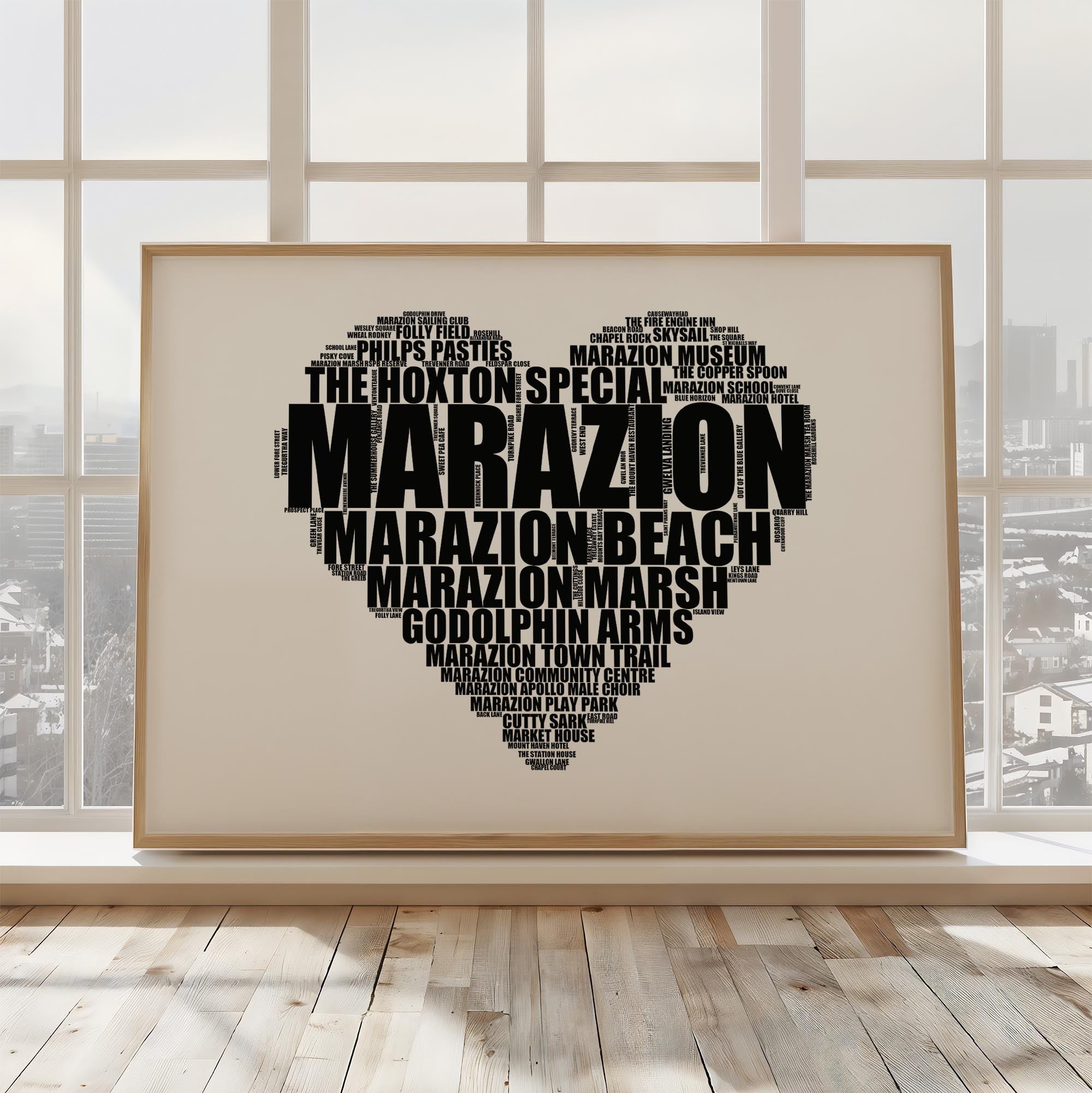 Marazion - Premium Typographic Word Cloud Prints, Posters & Gifts