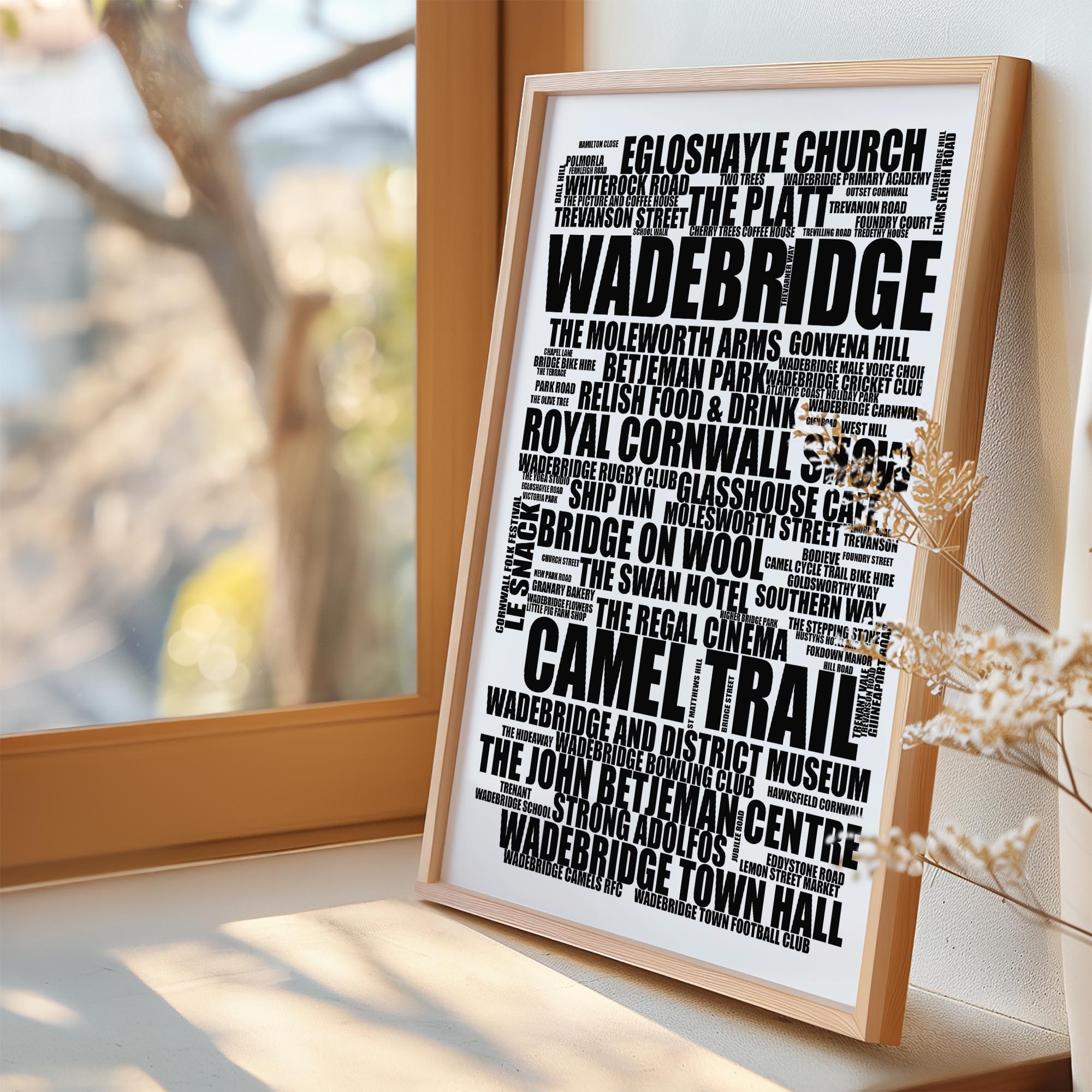 Wadebridge - Premium Typographic Word Cloud Prints, Posters & Gifts