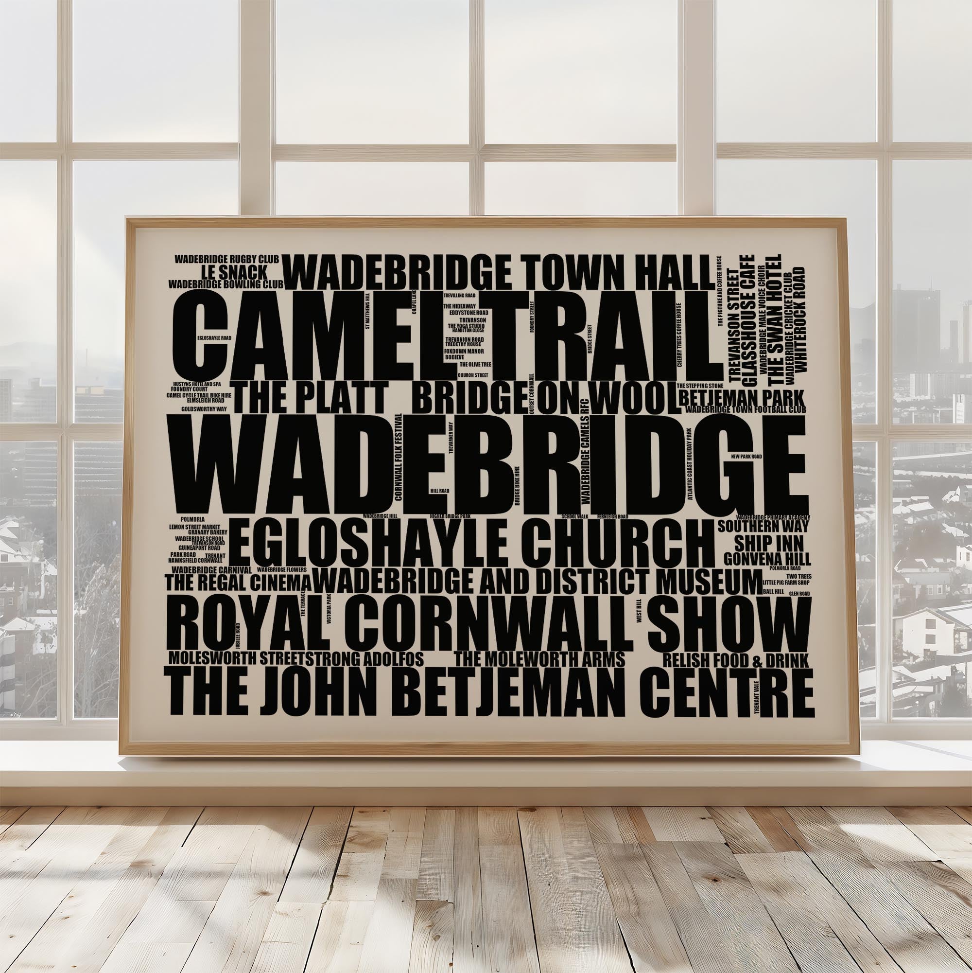 Wadebridge - Premium Typographic Word Cloud Prints, Posters & Gifts