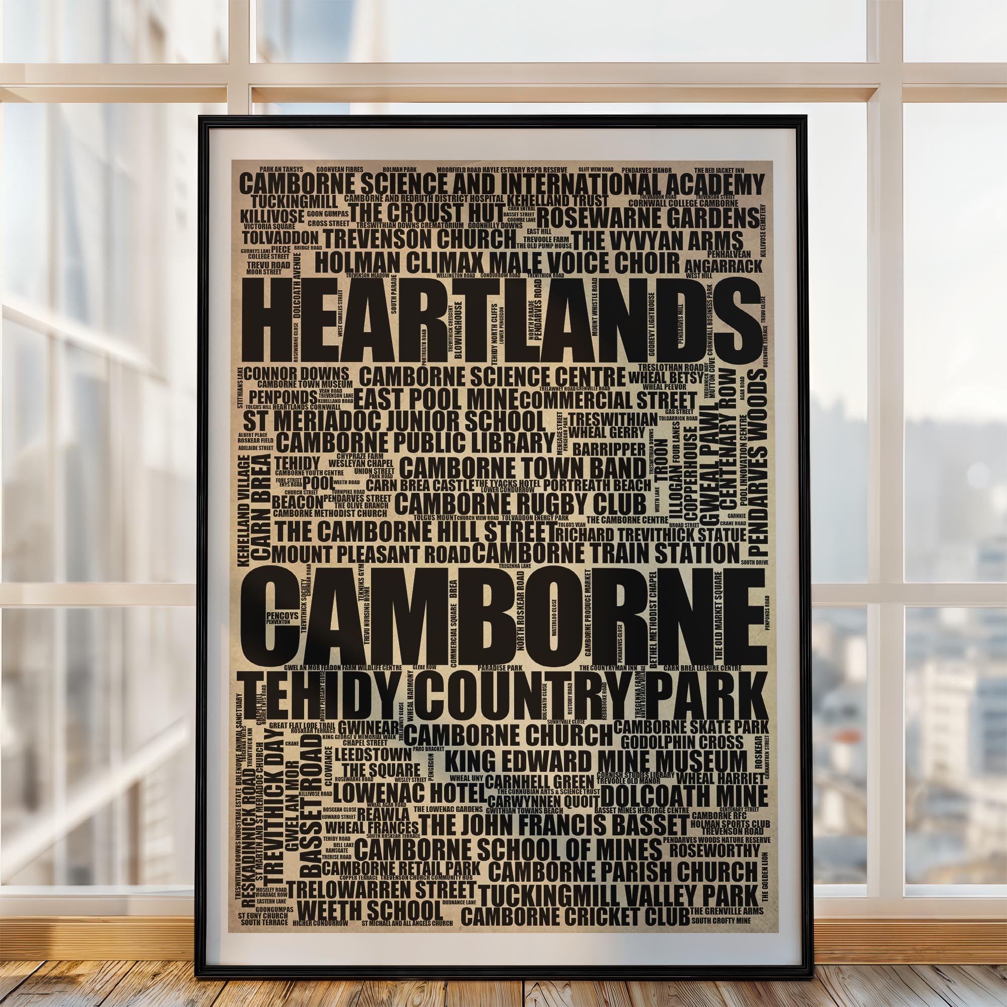 Camborne - Premium Typographic Word Cloud Prints, Posters & Gifts