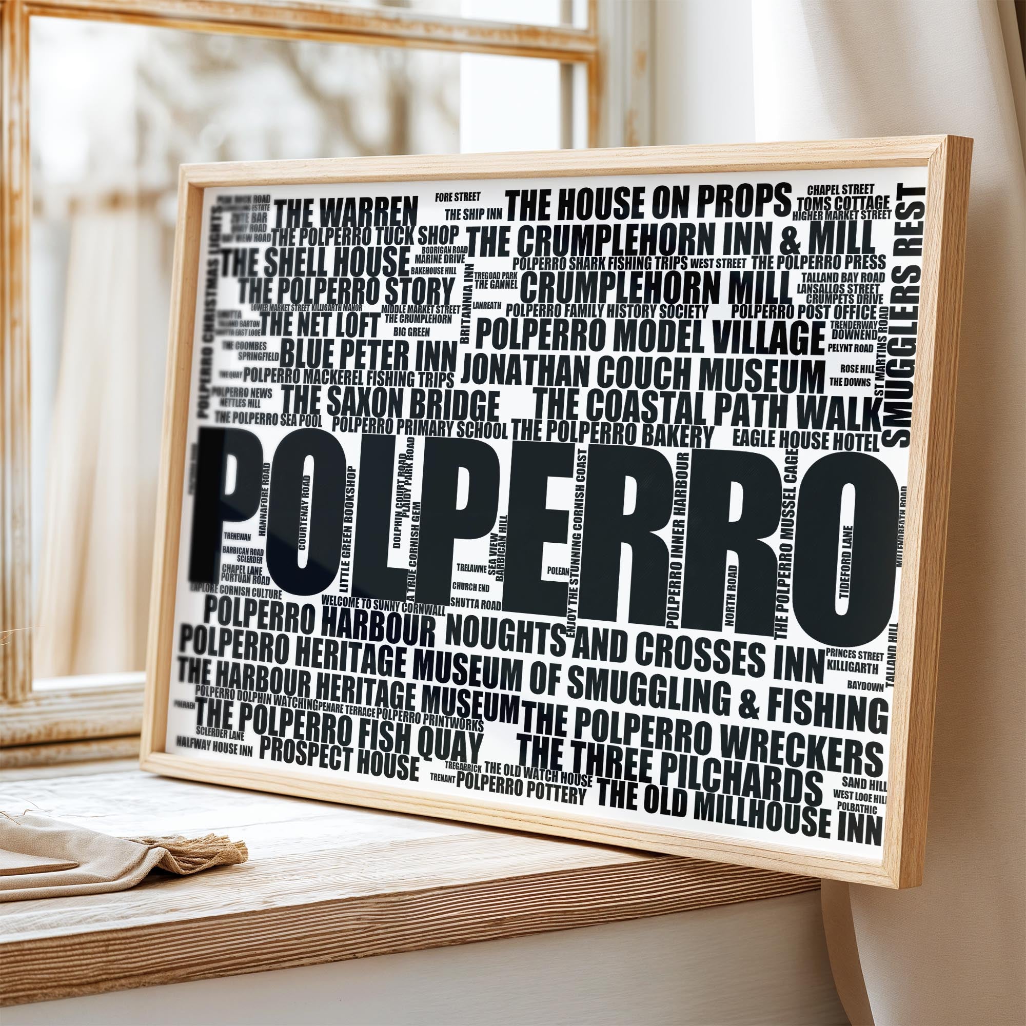 Polperro - Premium Typographic Word Cloud Prints, Posters & Gifts