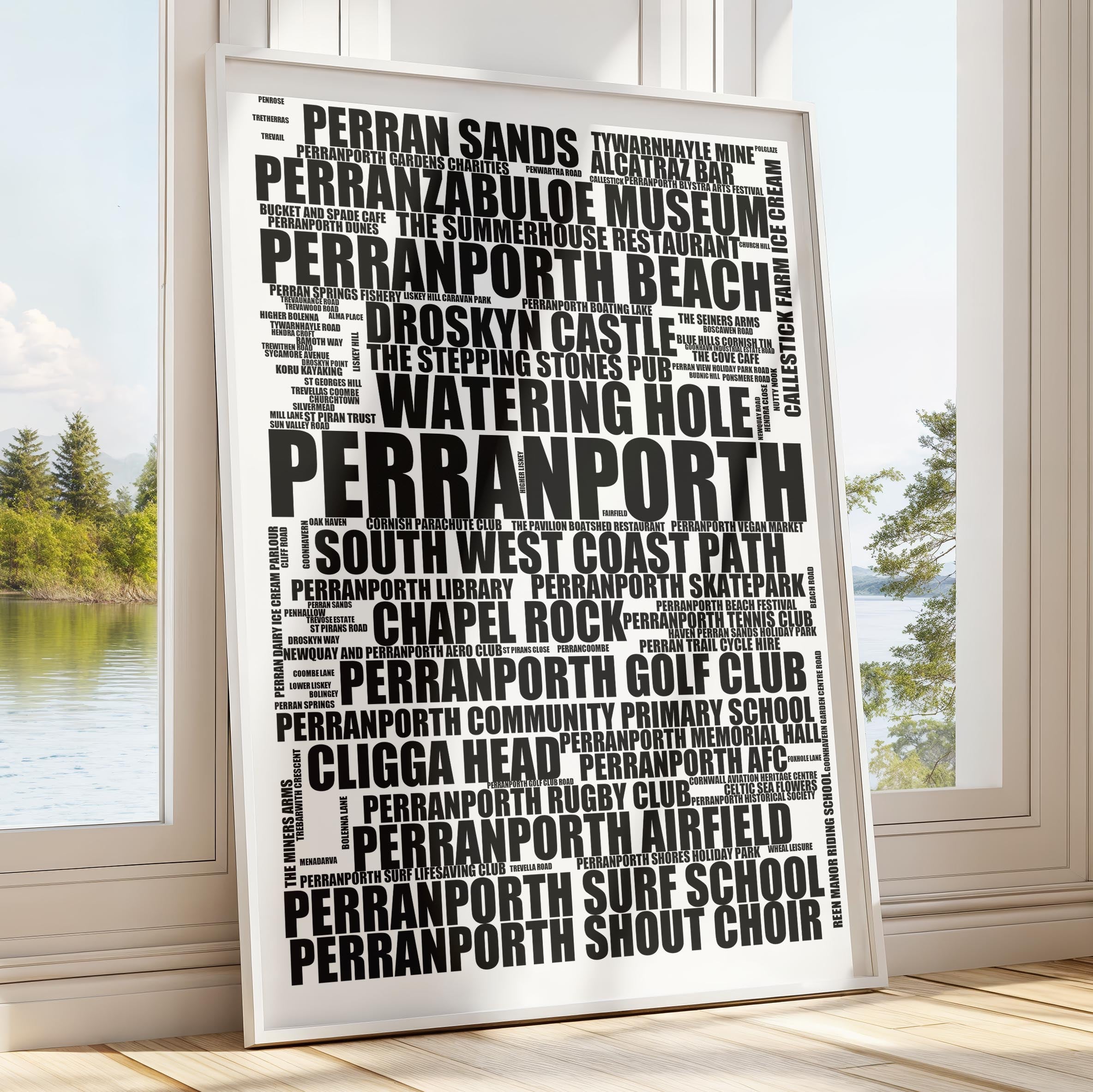 Perranporth - Premium Typographic Word Cloud Prints, Posters & Gifts