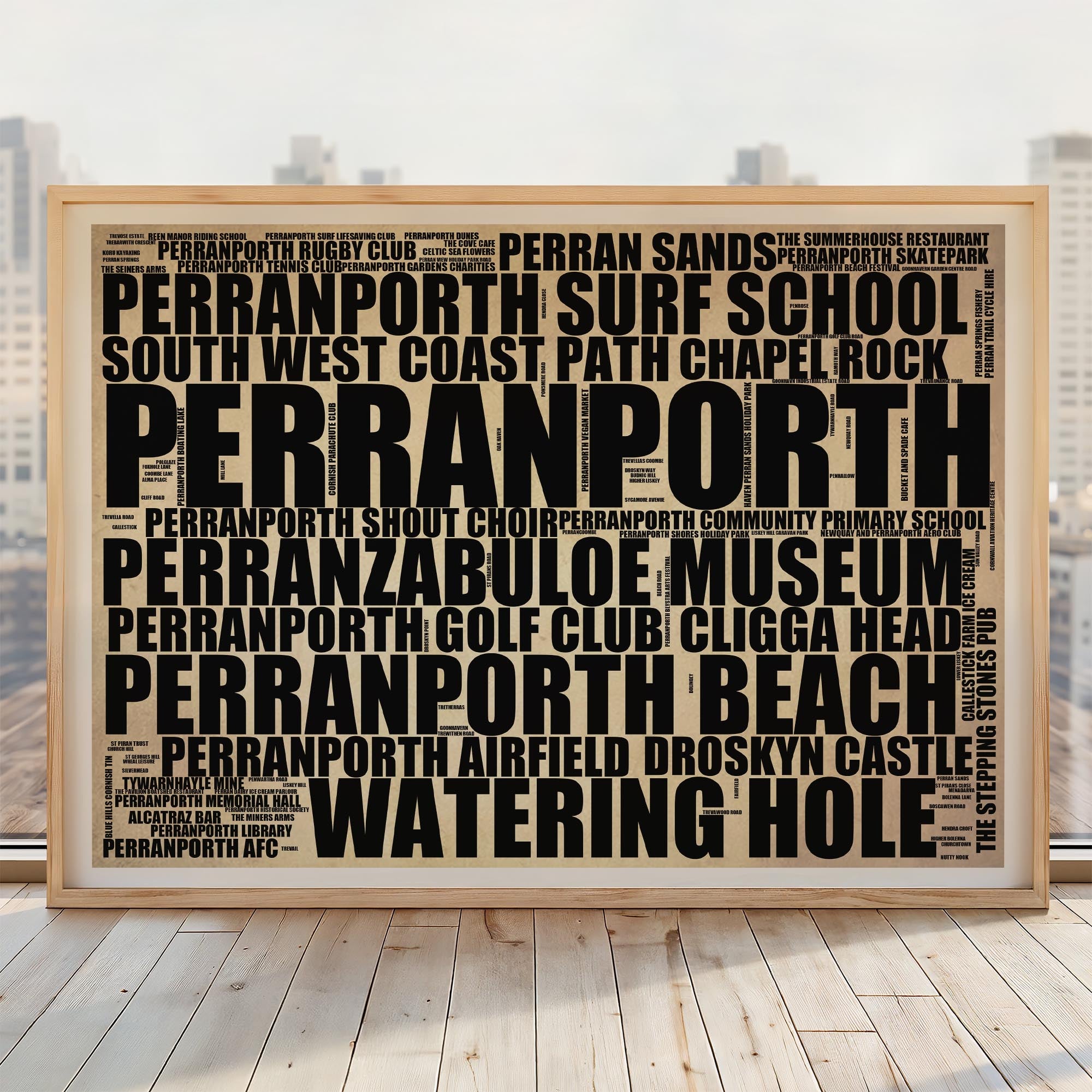 Perranporth - Premium Typographic Word Cloud Prints, Posters & Gifts