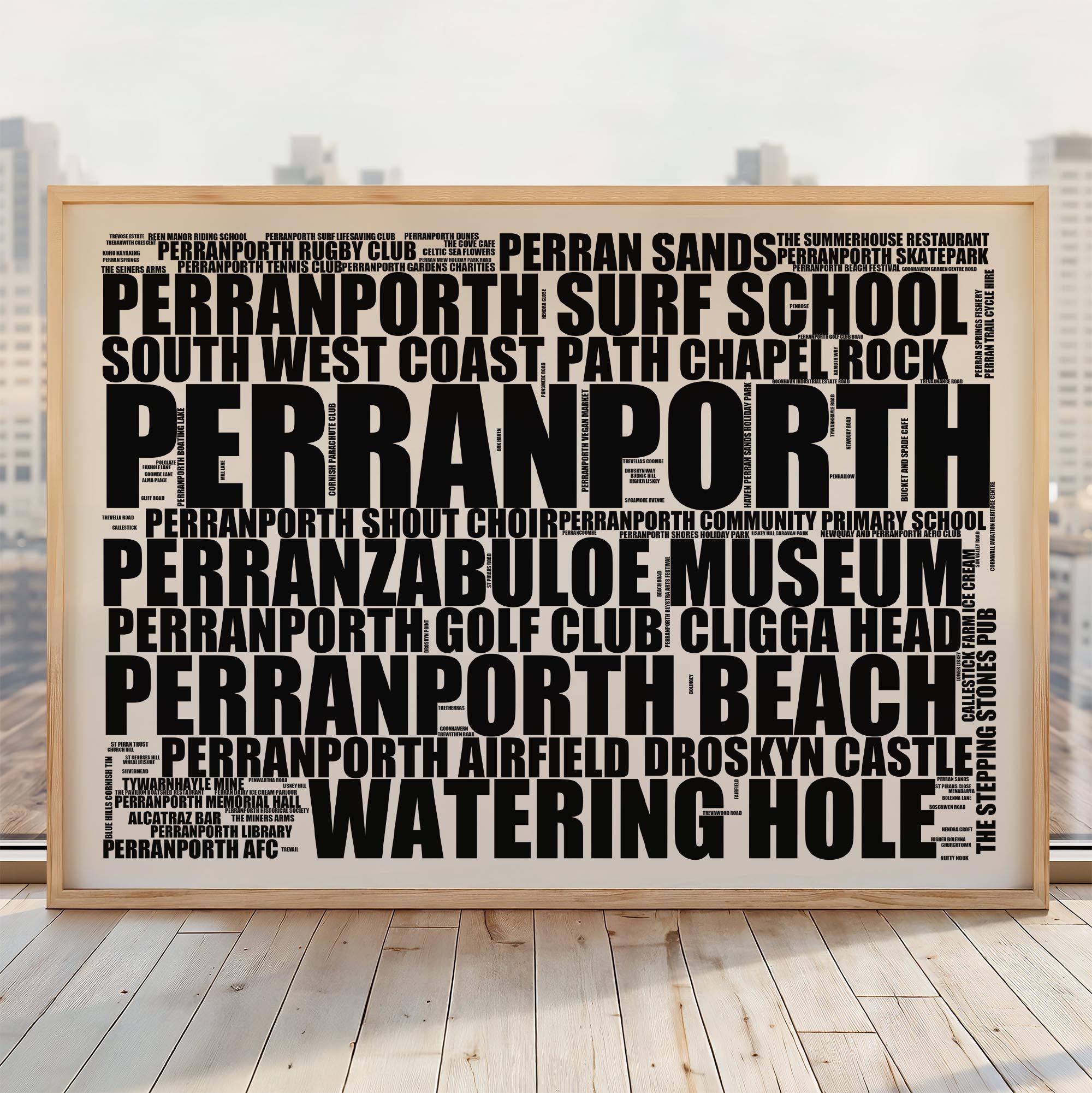 Perranporth - Premium Typographic Word Cloud Prints, Posters & Gifts