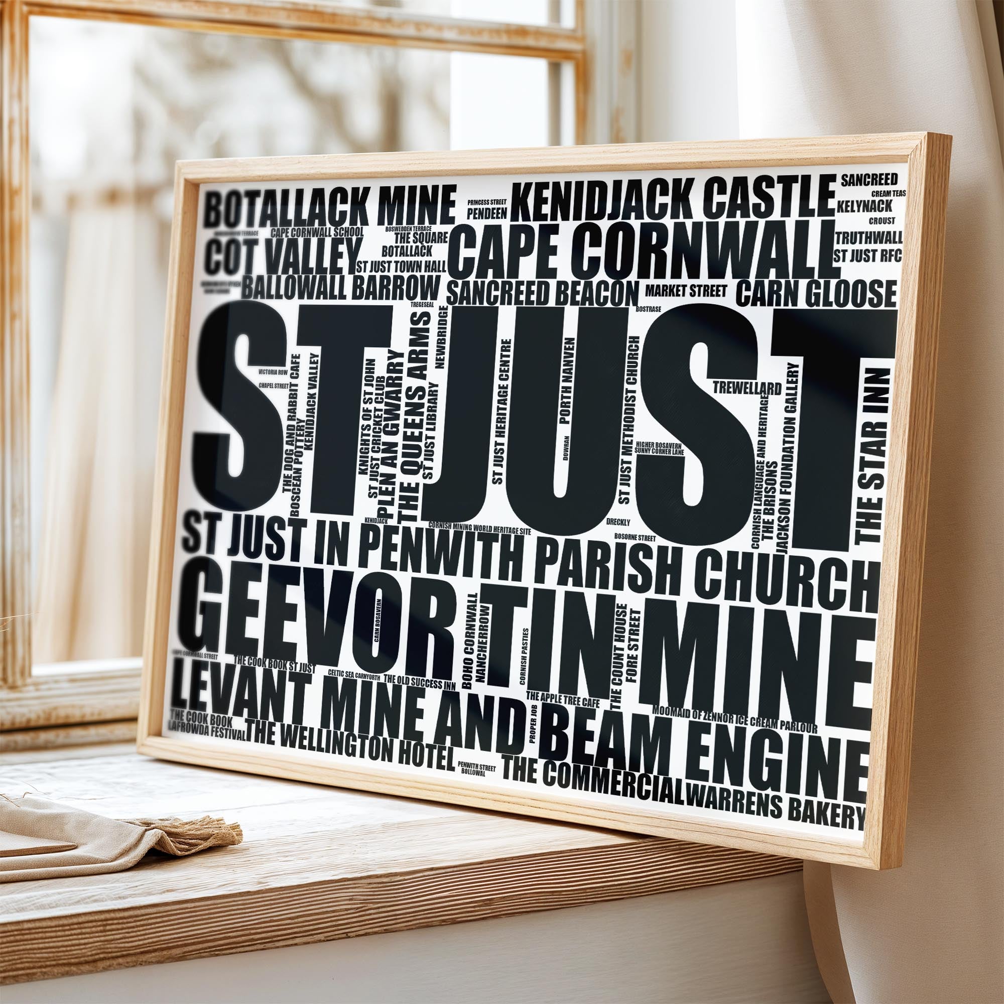 St Just - Premium Typographic Word Cloud Prints, Posters & Gifts