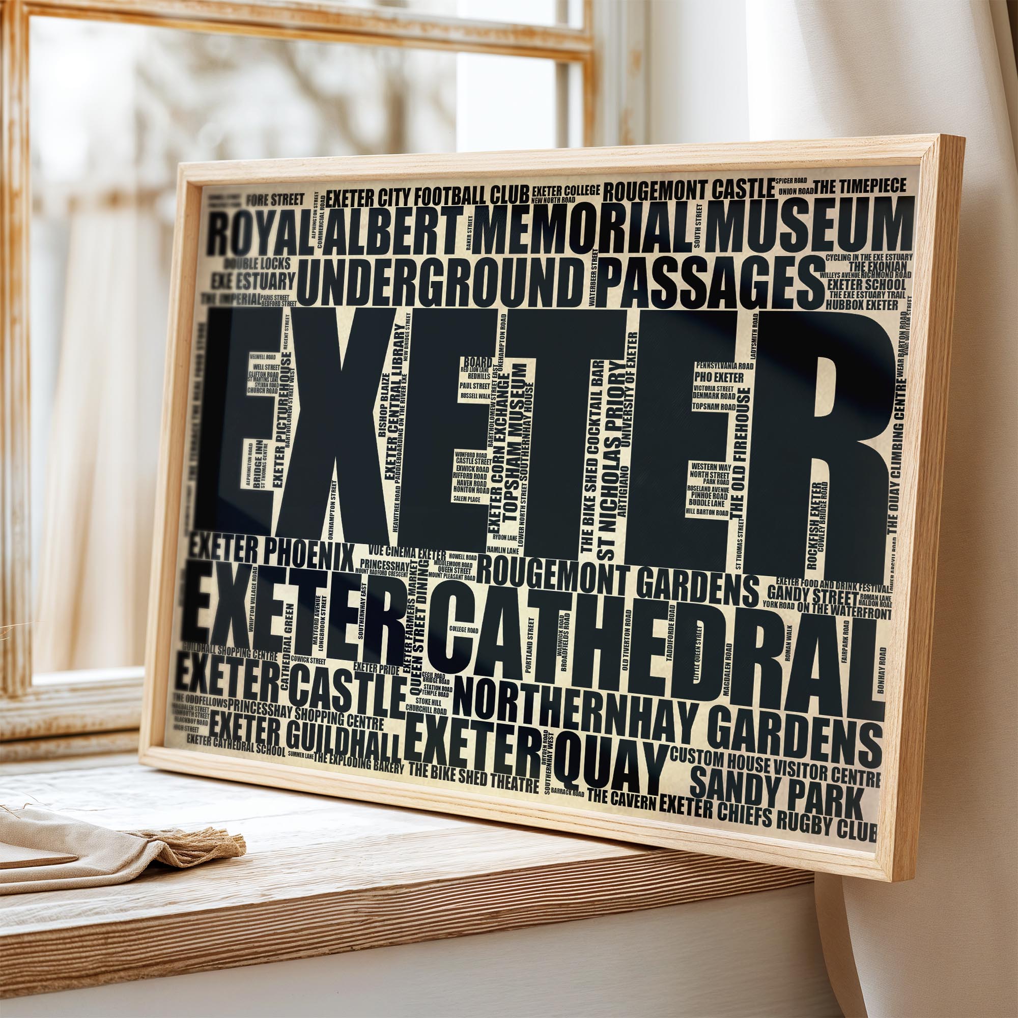 Exeter - Premium Typographic Word Cloud Prints, Posters & Gifts