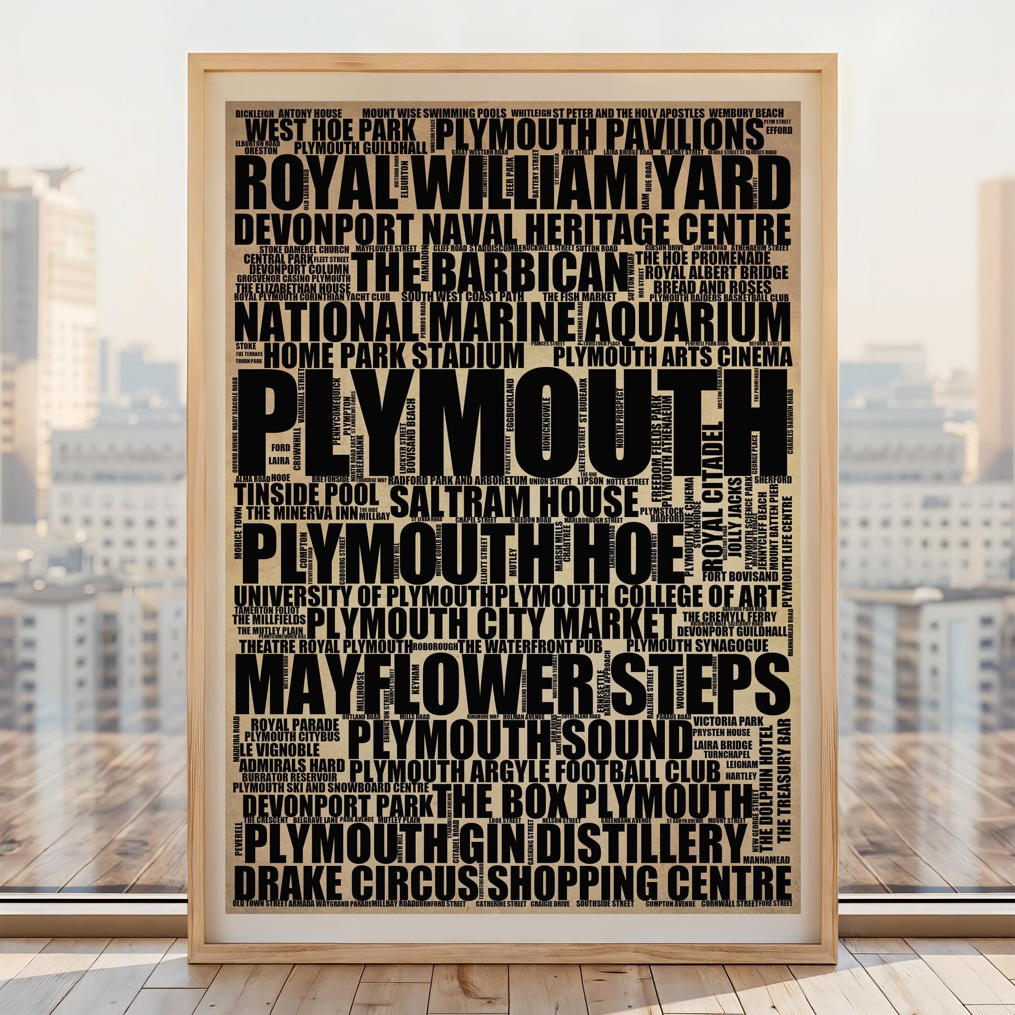 Plymouth - Premium Typographic Word Cloud Prints, Posters & Gifts