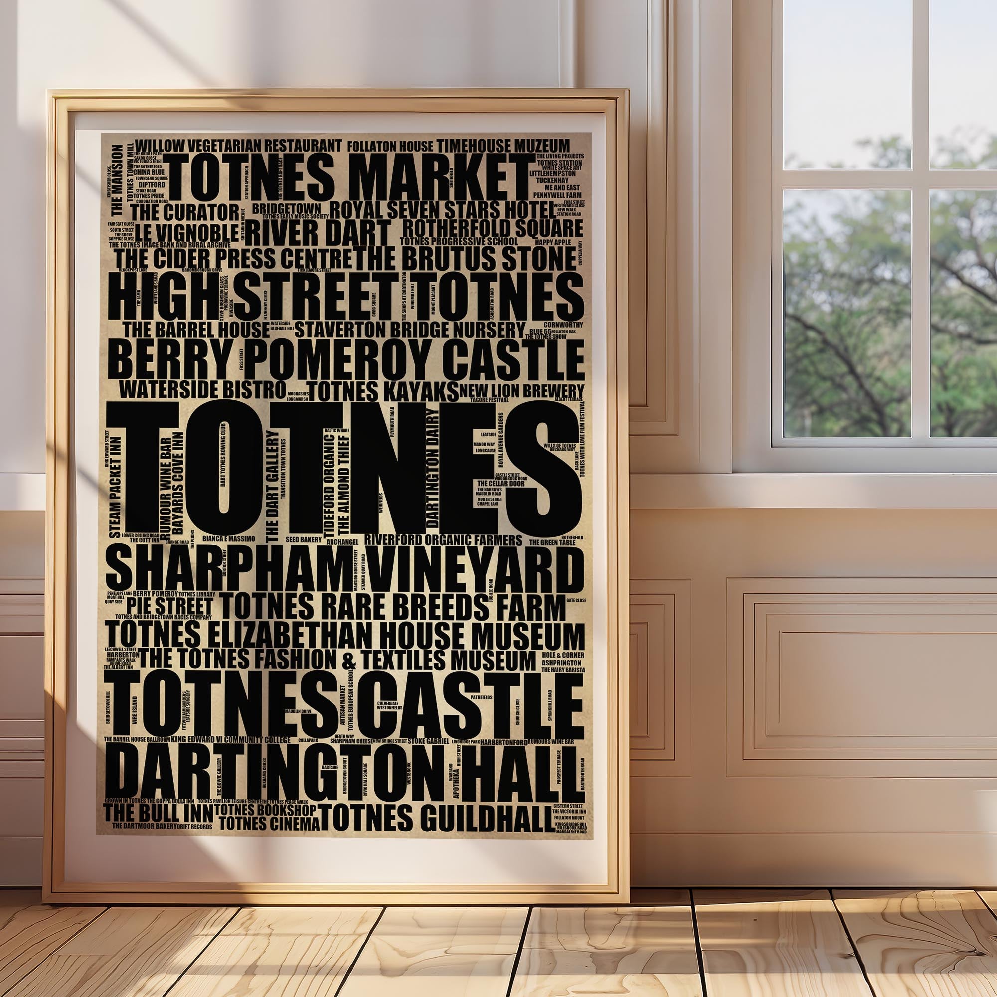 Totnes - Premium Typographic Word Cloud Prints, Posters & Gifts