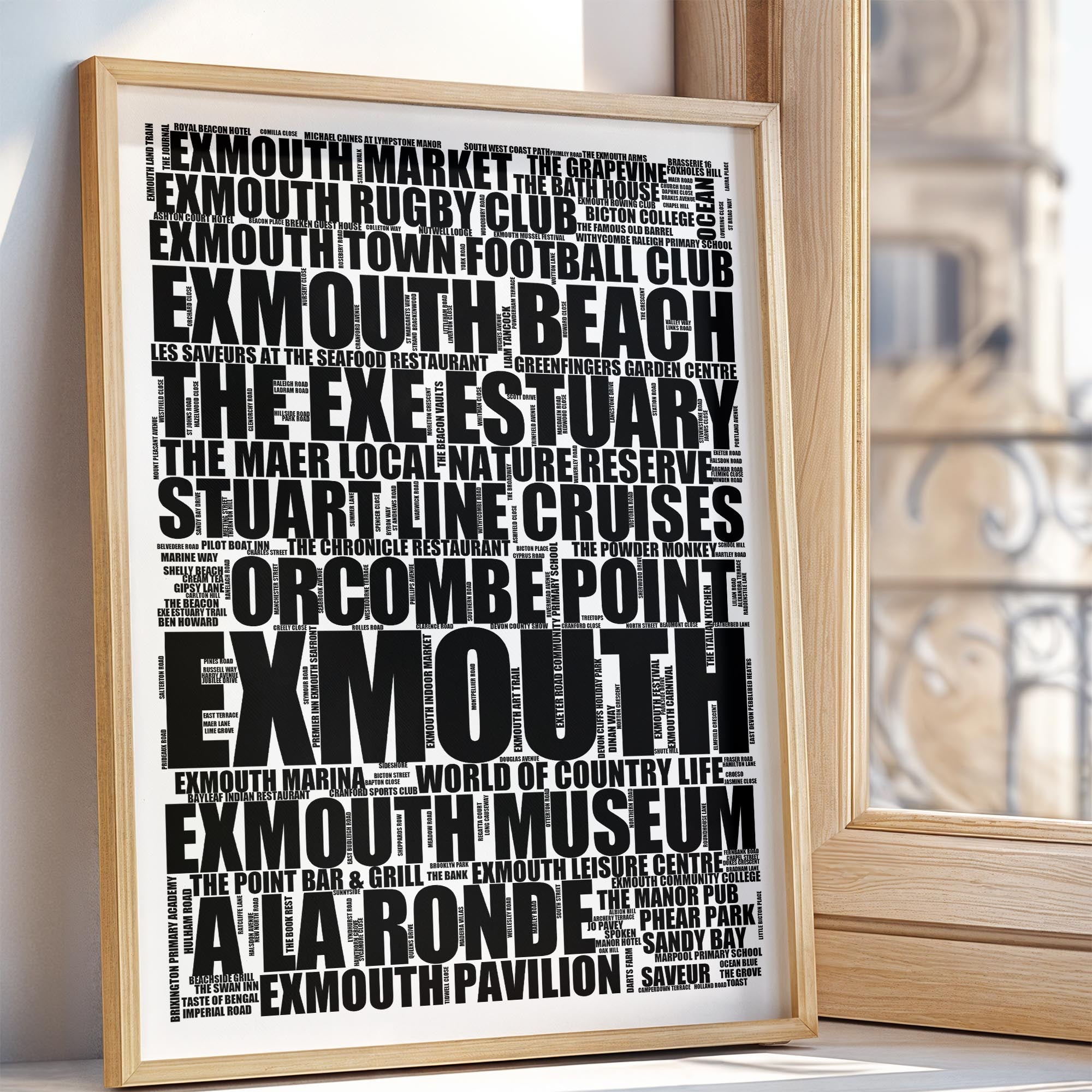 Exmouth - Premium Typographic Word Cloud Prints, Posters & Gifts