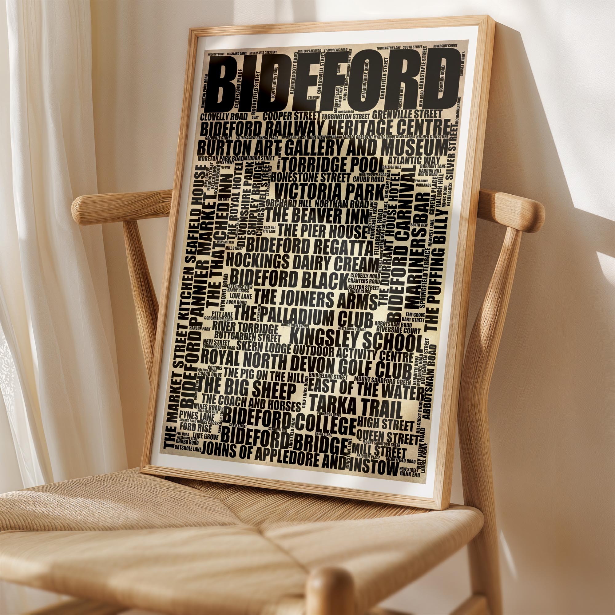 Bideford - Premium Typographic Word Cloud Prints, Posters & Gifts