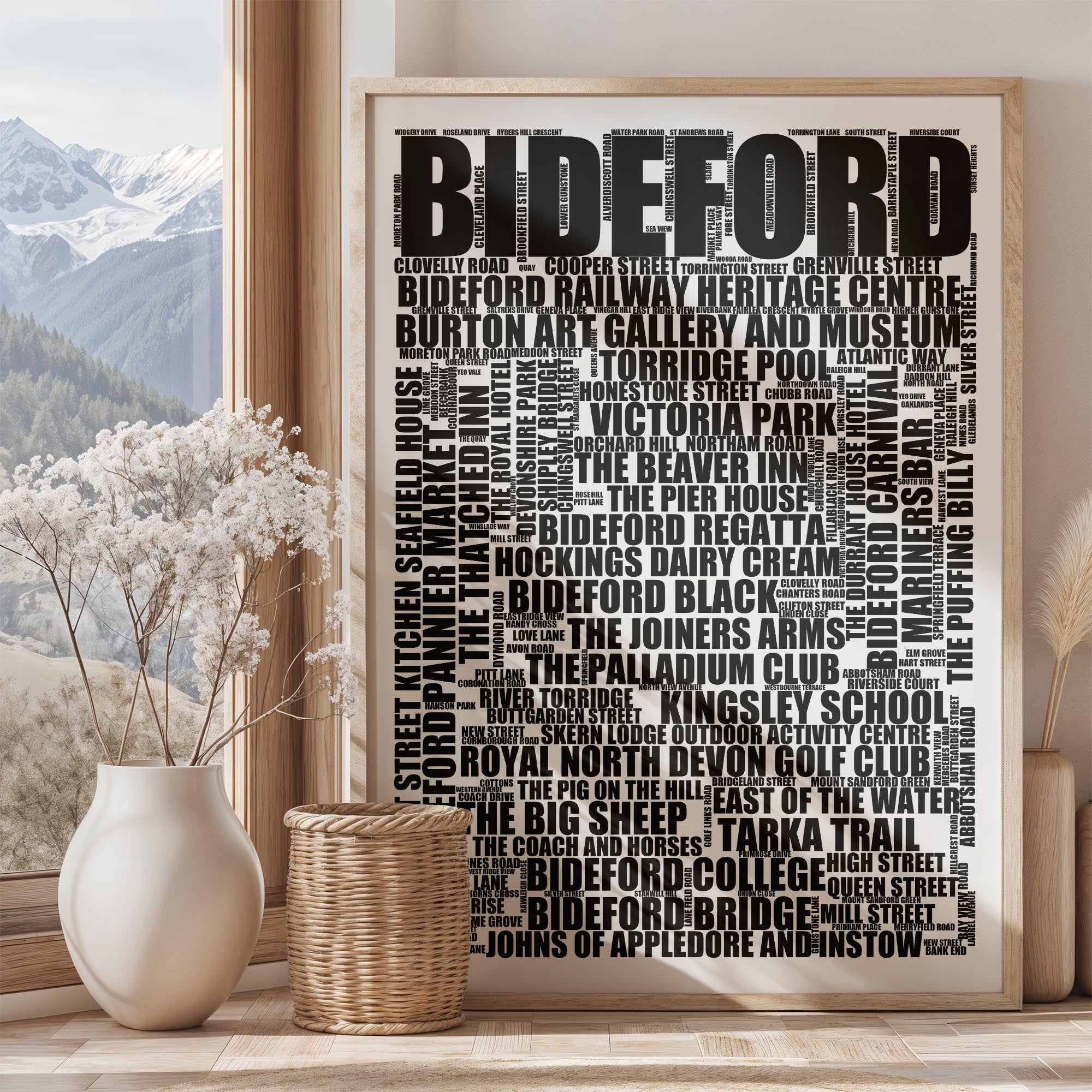 Bideford - Premium Typographic Word Cloud Prints, Posters & Gifts