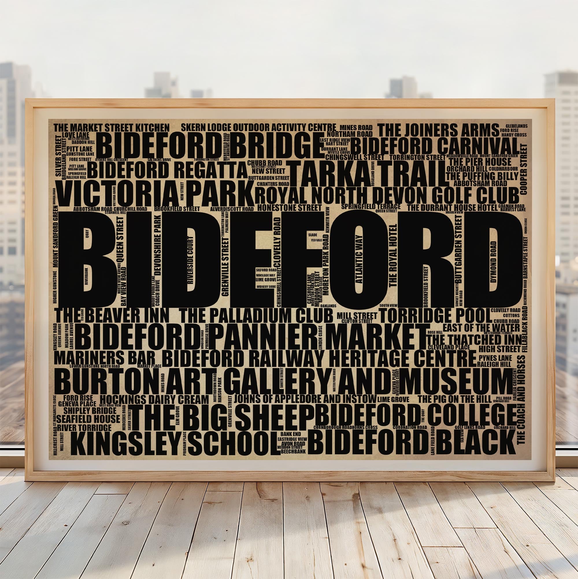 Bideford - Premium Typographic Word Cloud Prints, Posters & Gifts