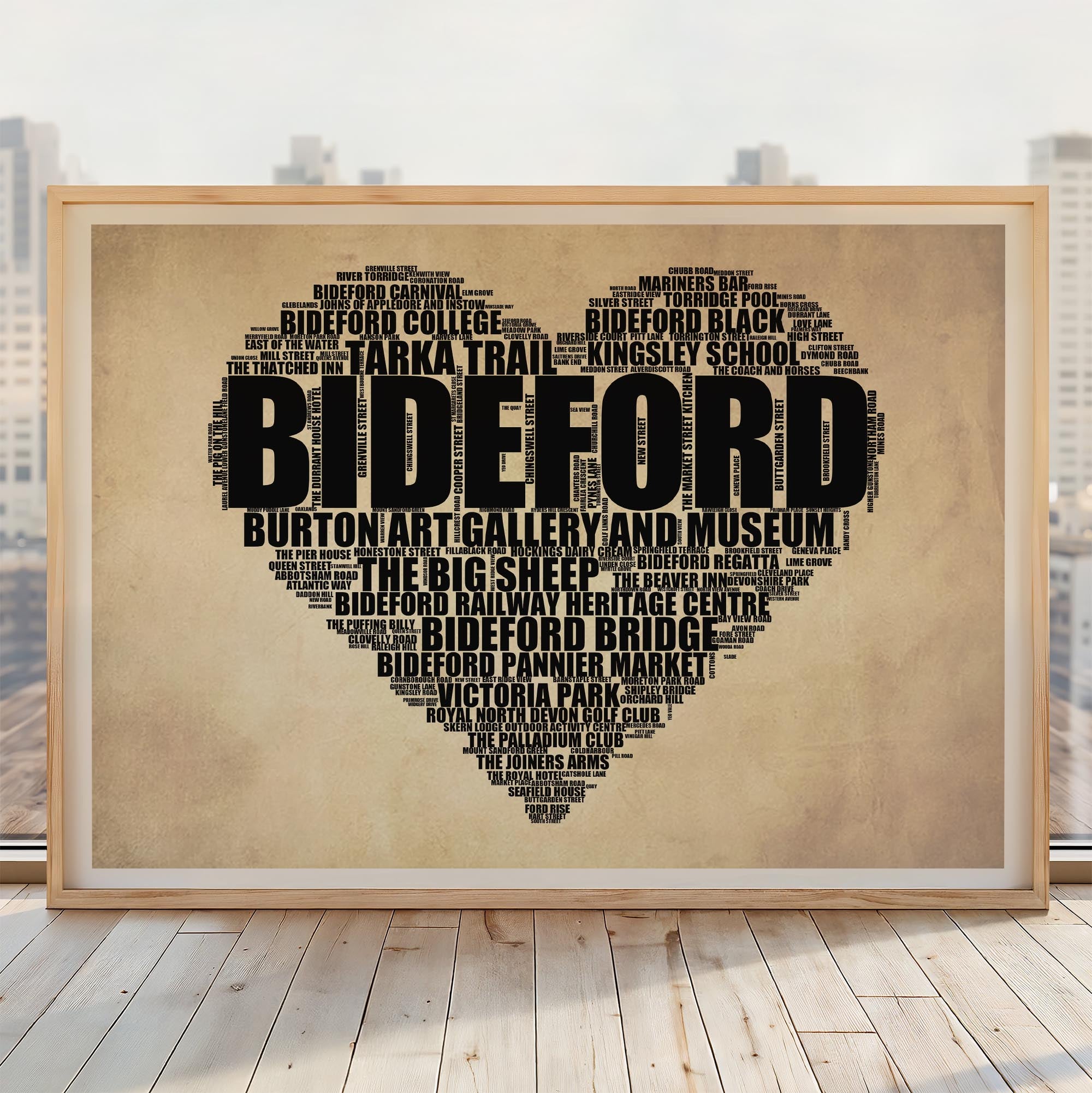 Bideford - Premium Typographic Word Cloud Prints, Posters & Gifts