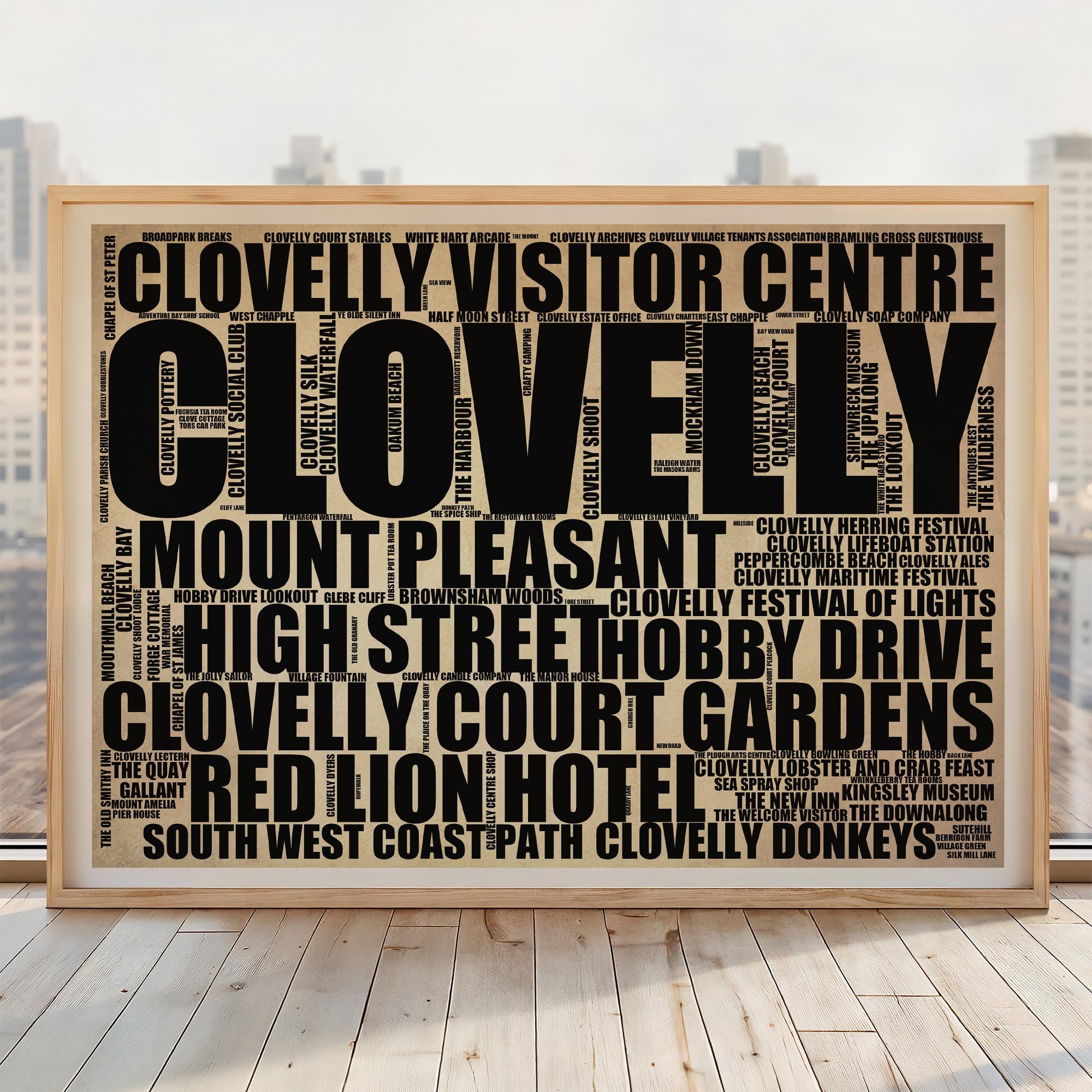 Clovelly - Premium Typographic Word Cloud Prints, Posters & Gifts