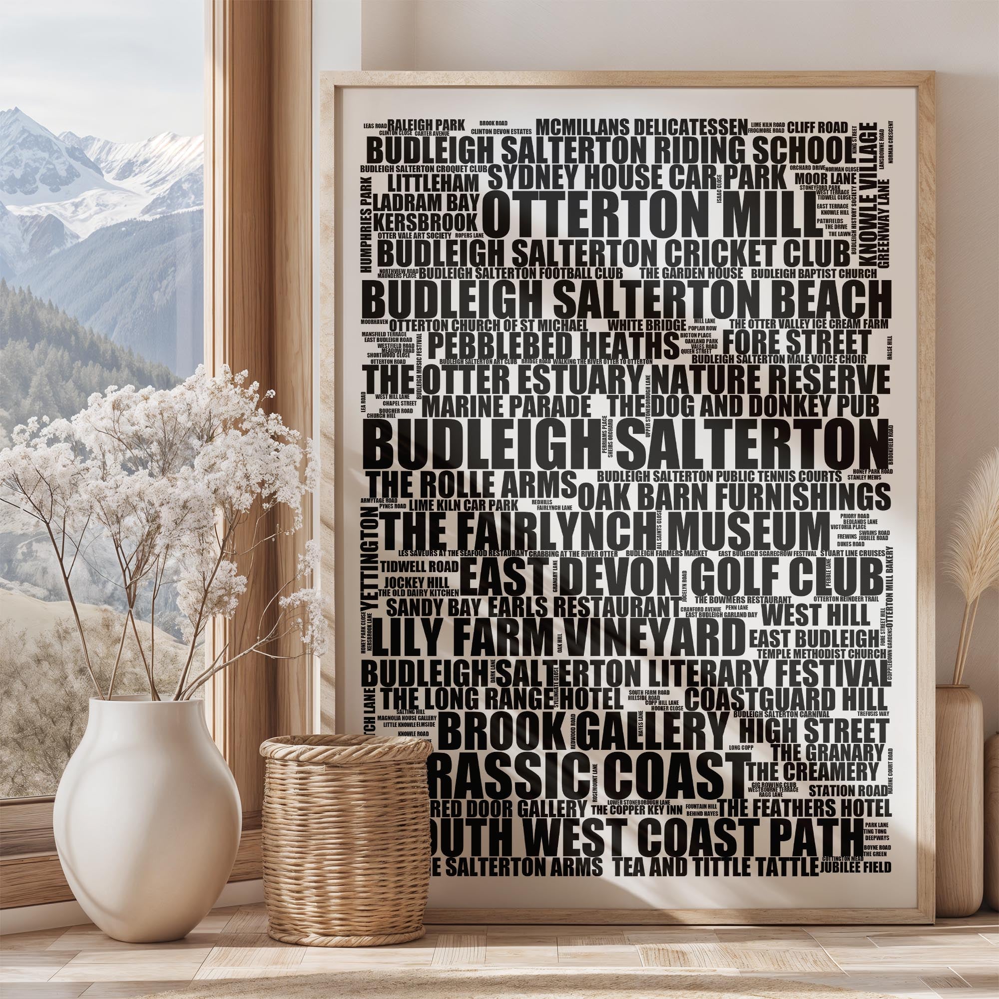 Budleigh Salterton - Premium Typographic Word Cloud Prints, Posters & Gifts