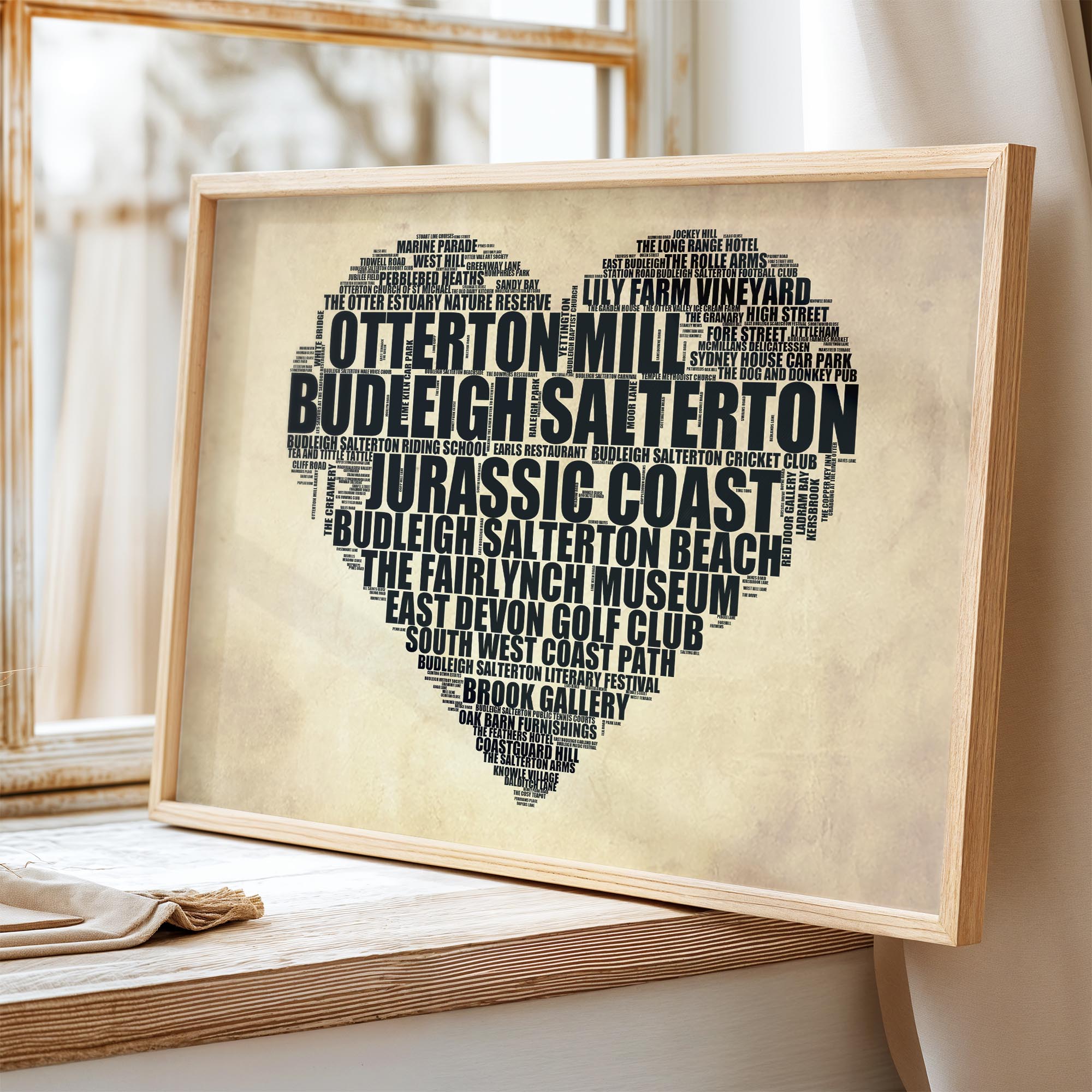 Budleigh Salterton - Premium Typographic Word Cloud Prints, Posters & Gifts