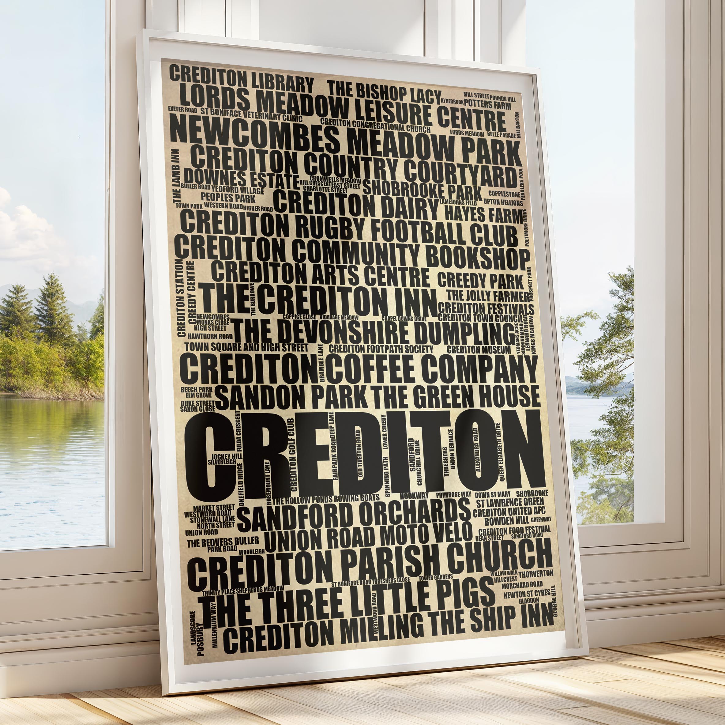 Crediton - Premium Typographic Word Cloud Prints, Posters & Gifts