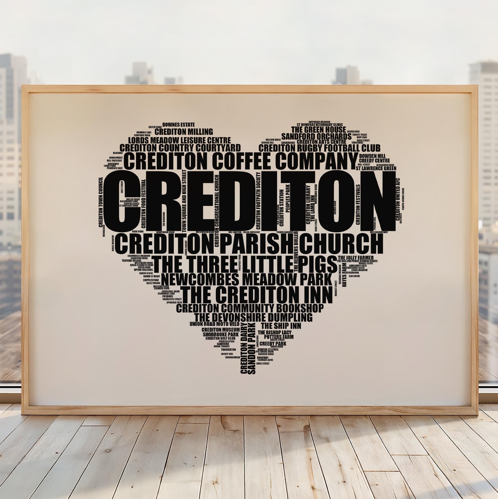 Crediton - Premium Typographic Word Cloud Prints, Posters & Gifts