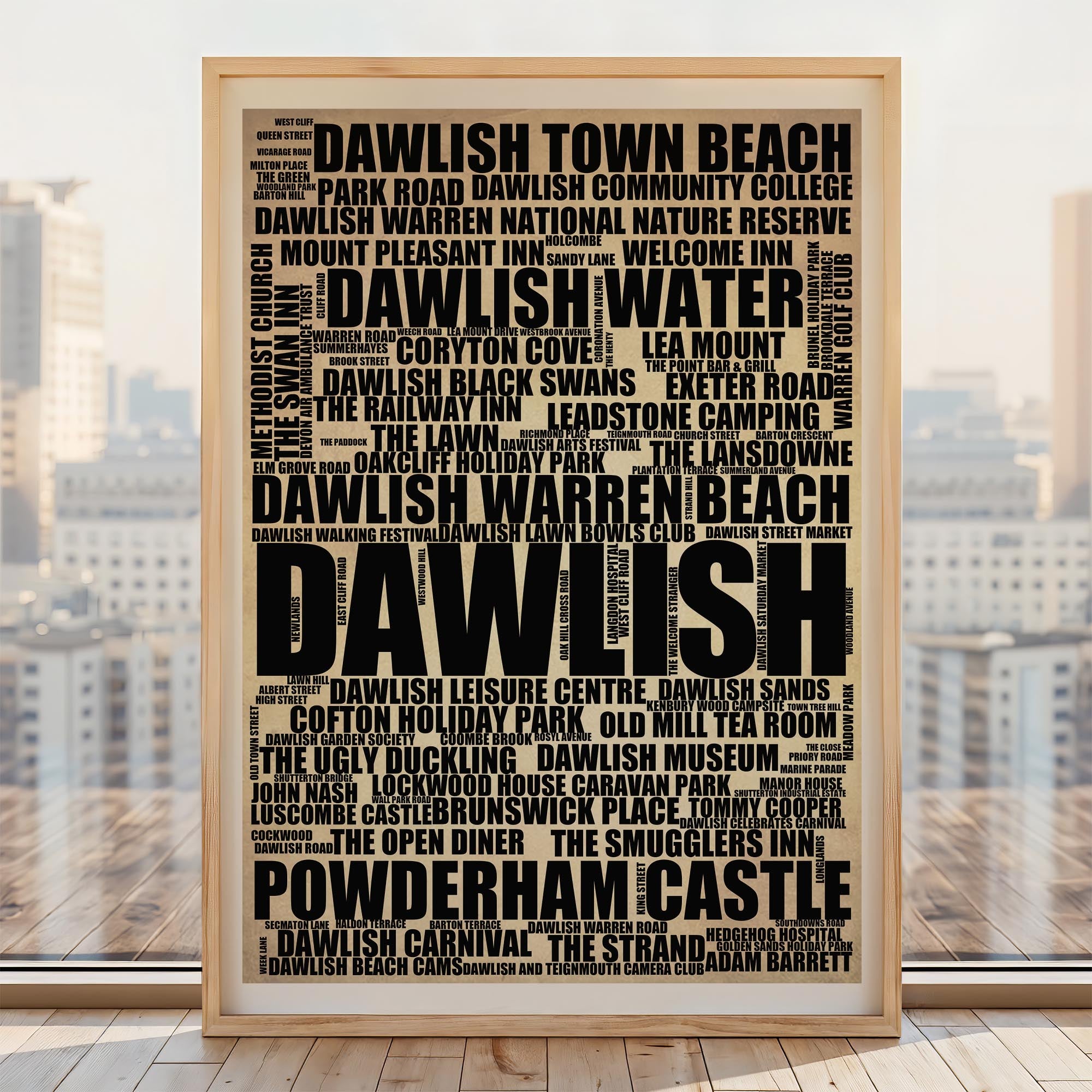 Dawlish - Premium Typographic Word Cloud Prints, Posters & Gifts