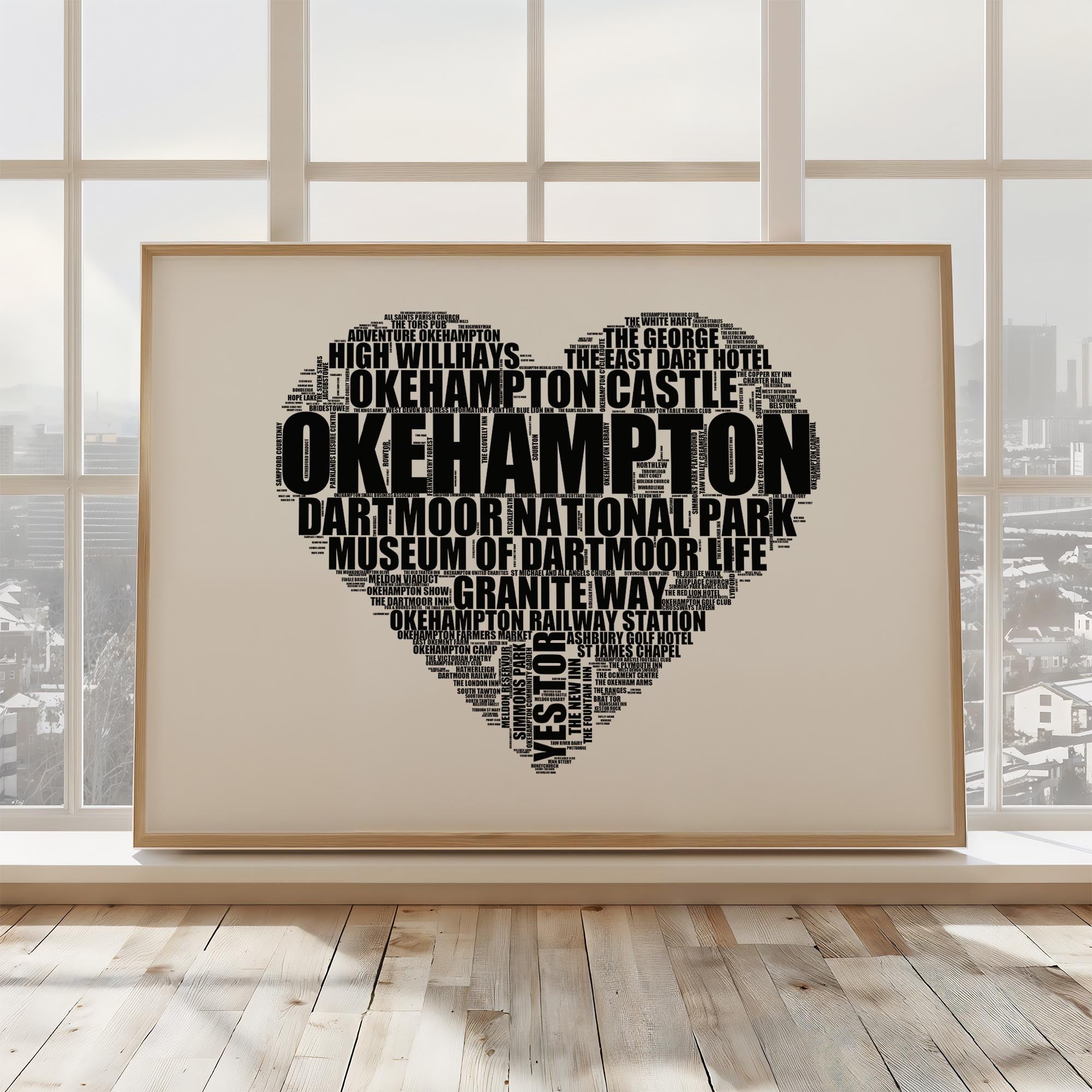 Okehampton - Premium Typographic Word Cloud Prints, Posters & Gifts