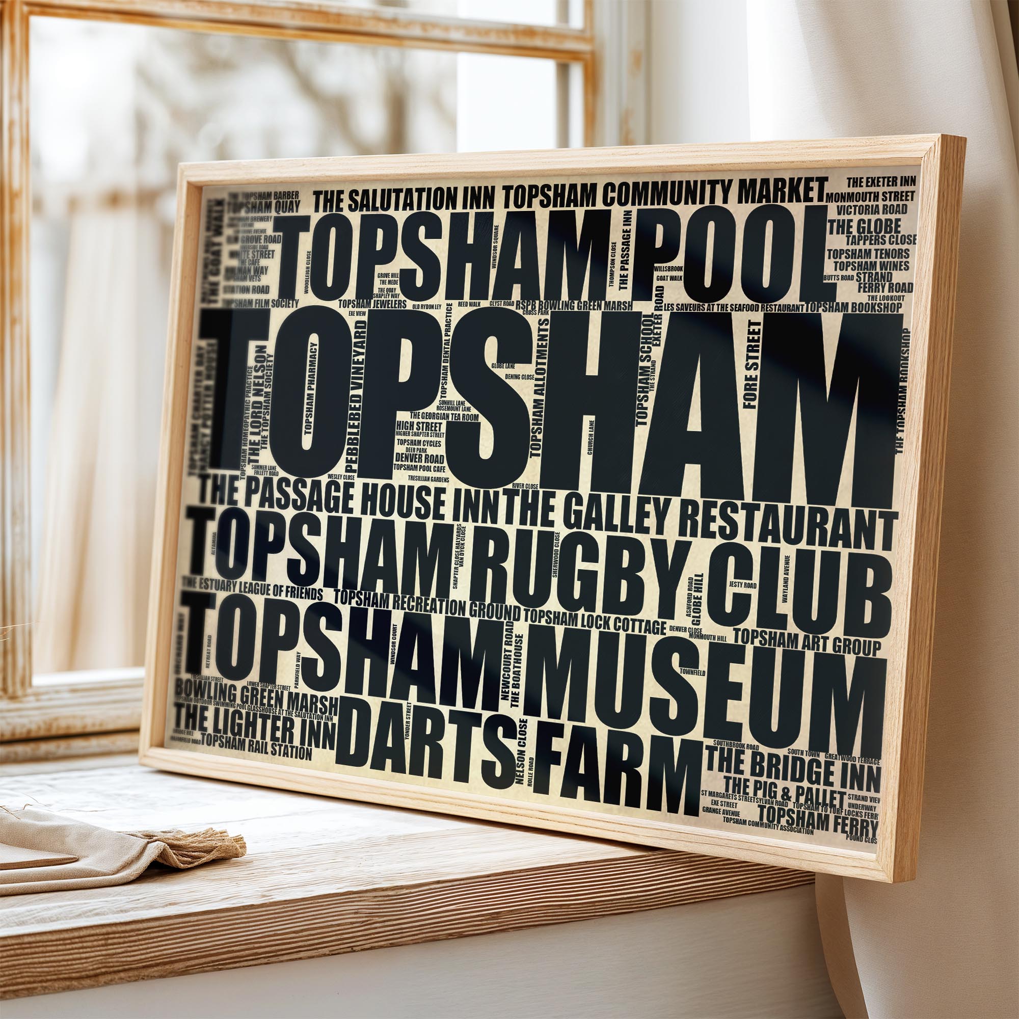 Topsham - Premium Typographic Word Cloud Prints, Posters & Gifts