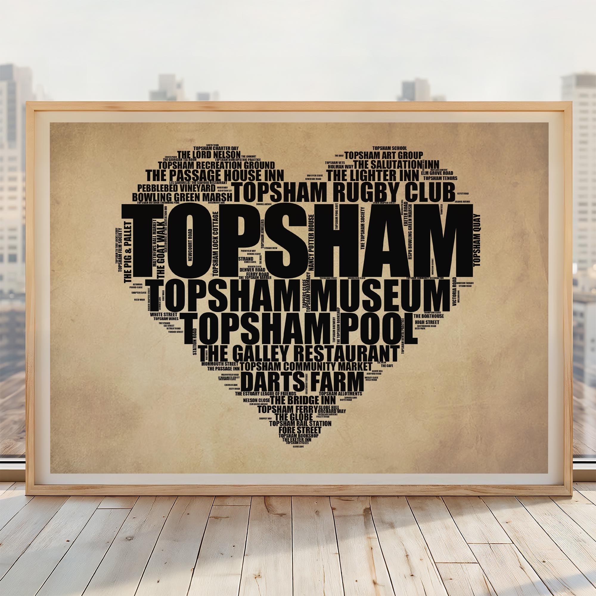 Topsham - Premium Typographic Word Cloud Prints, Posters & Gifts