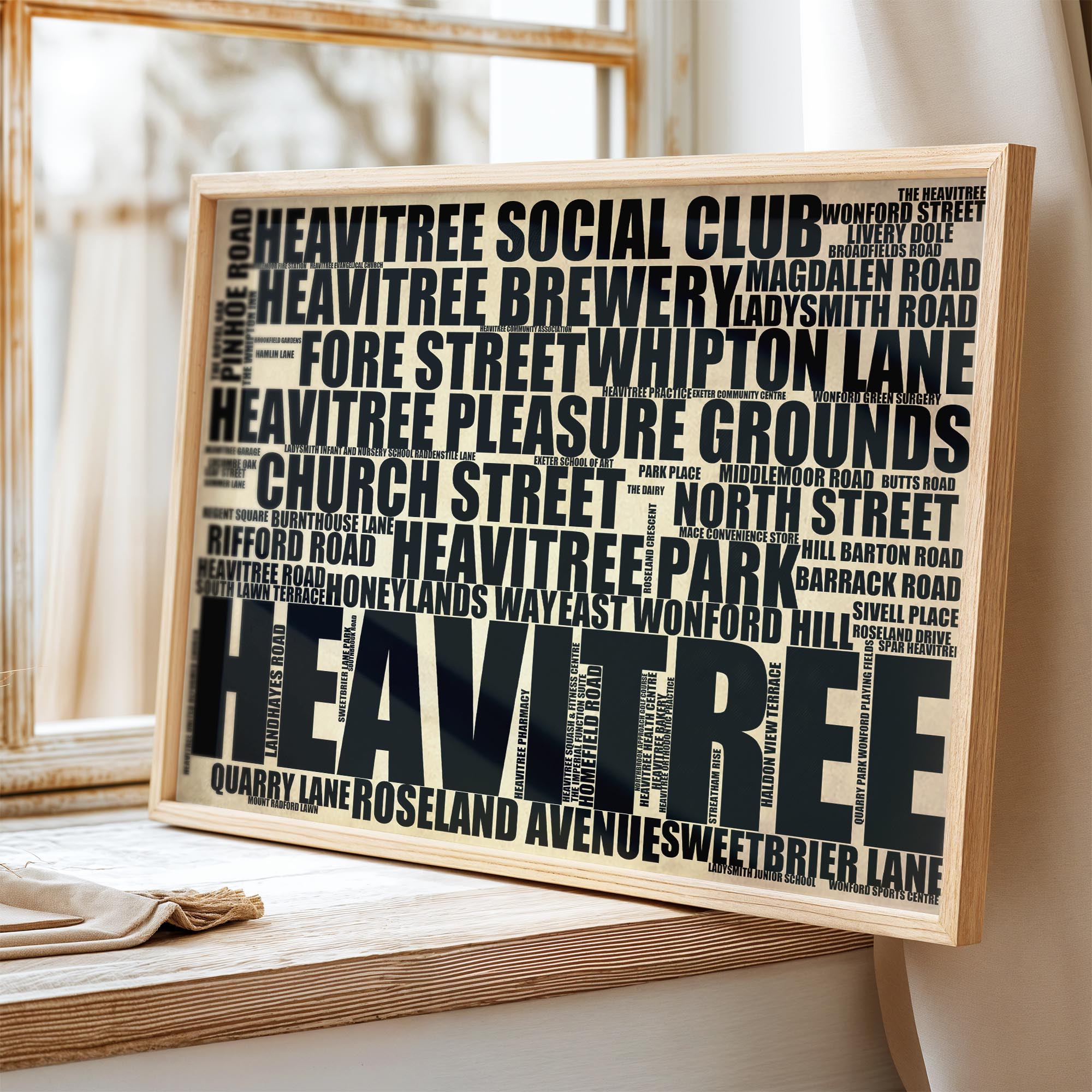 Heavitree - Premium Typographic Word Cloud Prints, Posters & Gifts