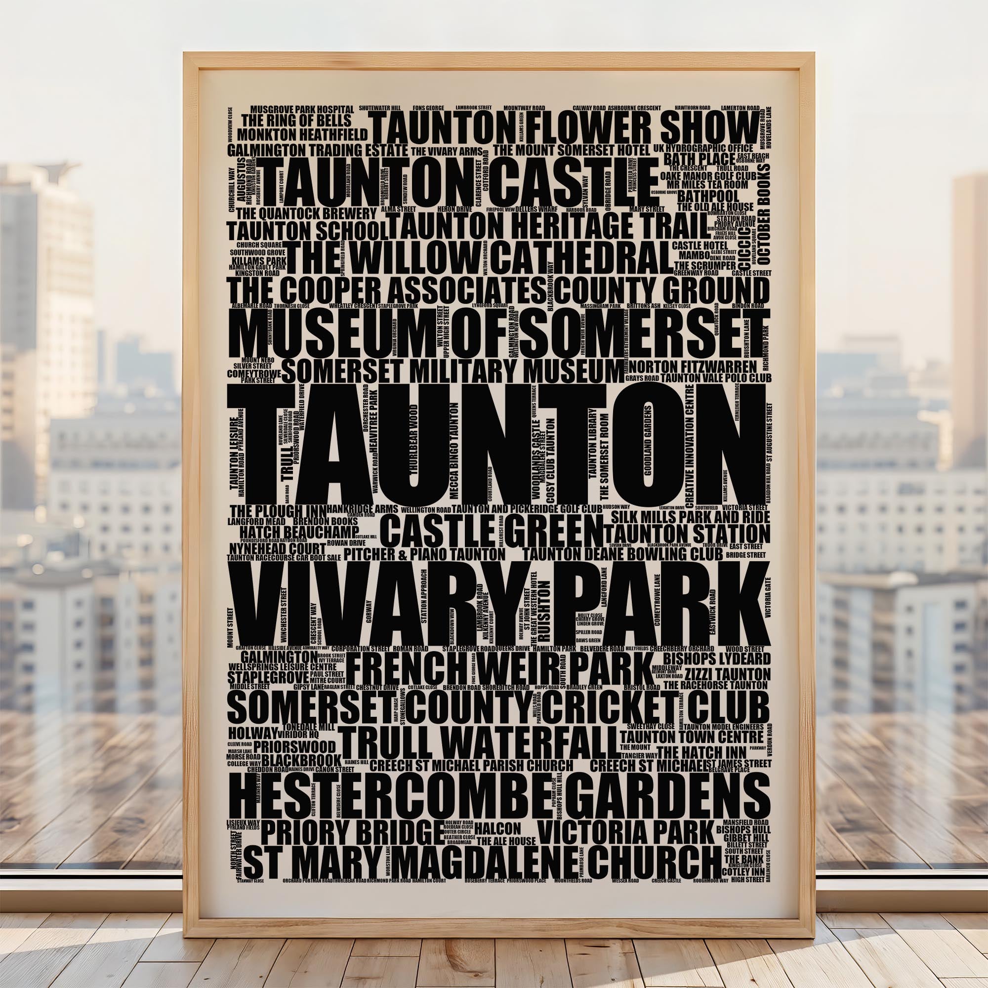 Taunton - Premium Typographic Word Cloud Prints, Posters & Gifts