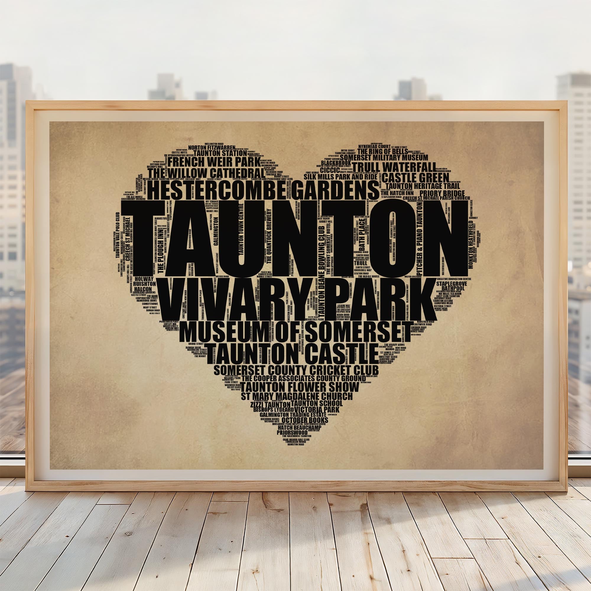 Taunton - Premium Typographic Word Cloud Prints, Posters & Gifts