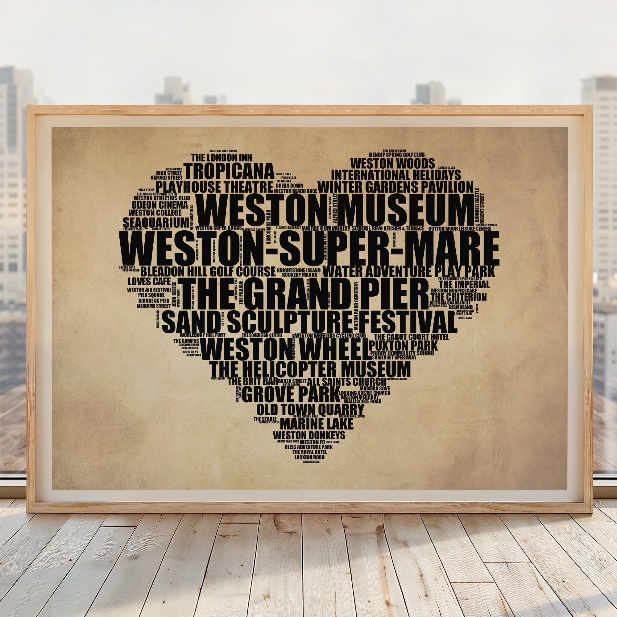 Weston-super-Mare - Premium Typographic Word Cloud Prints, Posters & Gifts