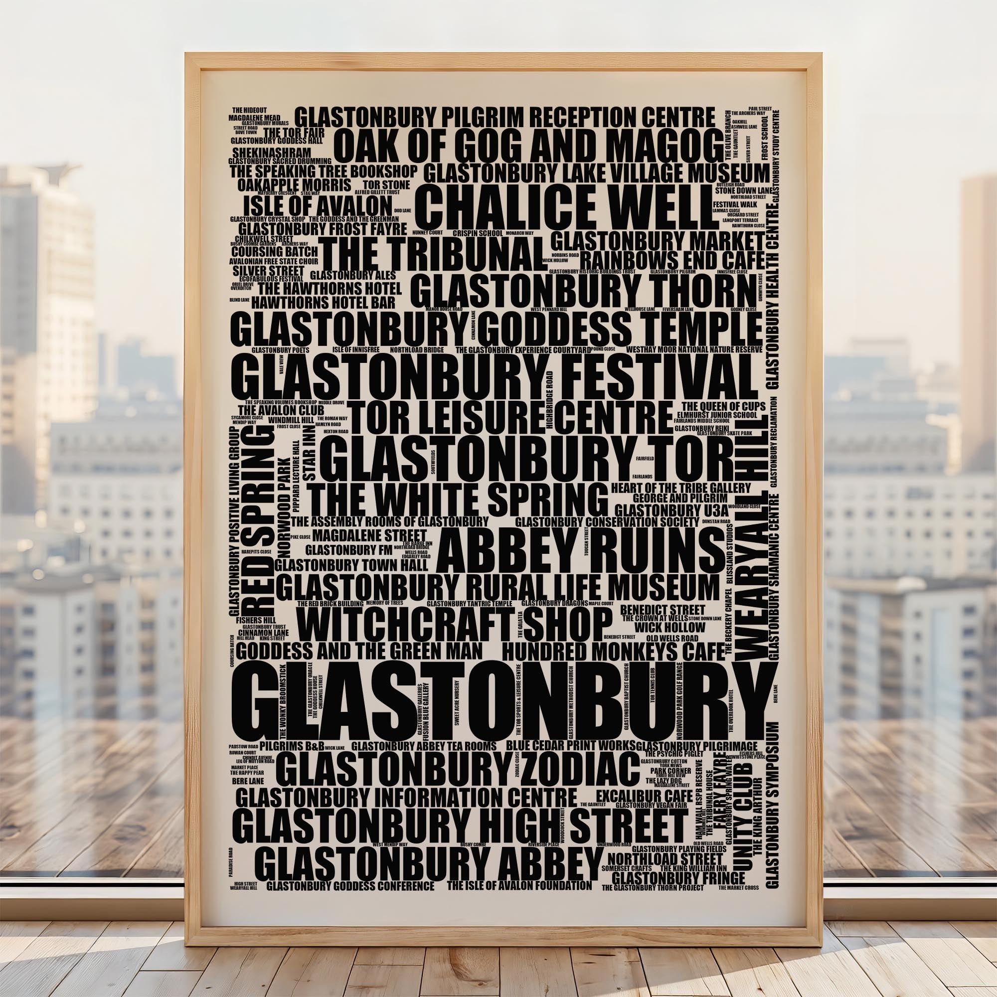 Glastonbury - Premium Typographic Word Cloud Prints, Posters & Gifts