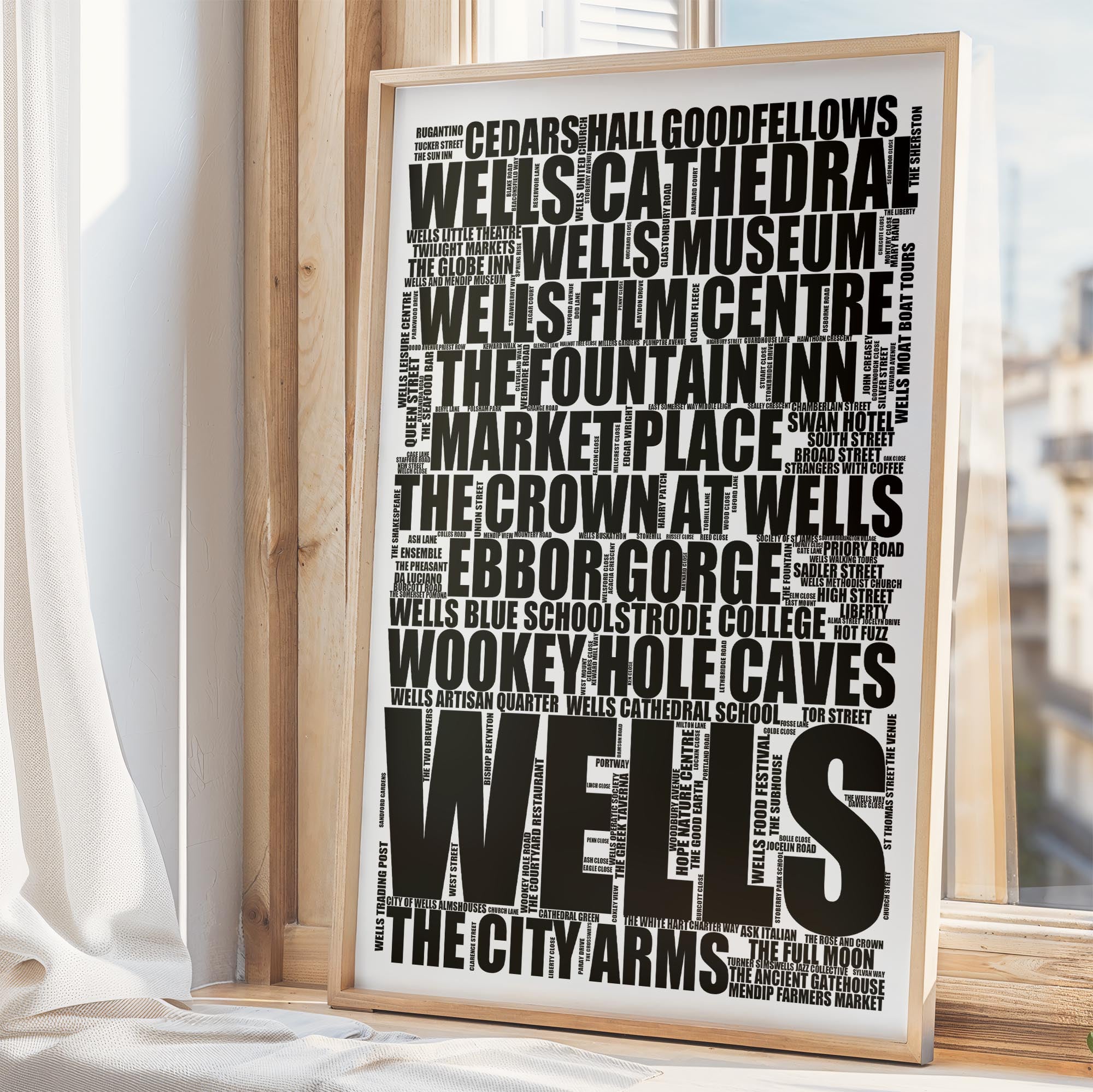 Wells - Premium Typographic Word Cloud Prints, Posters & Gifts