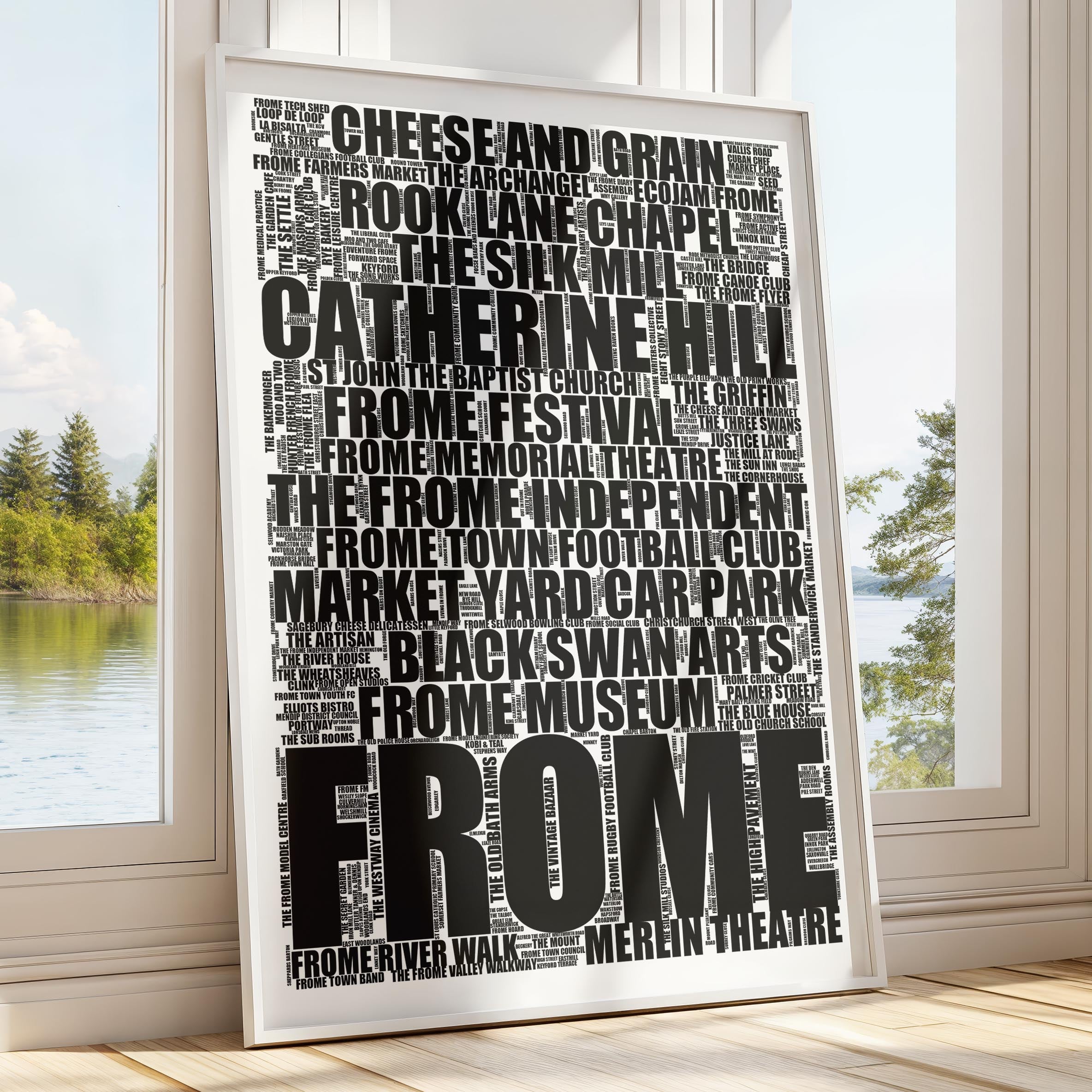 Frome - Premium Typographic Word Cloud Prints, Posters & Gifts