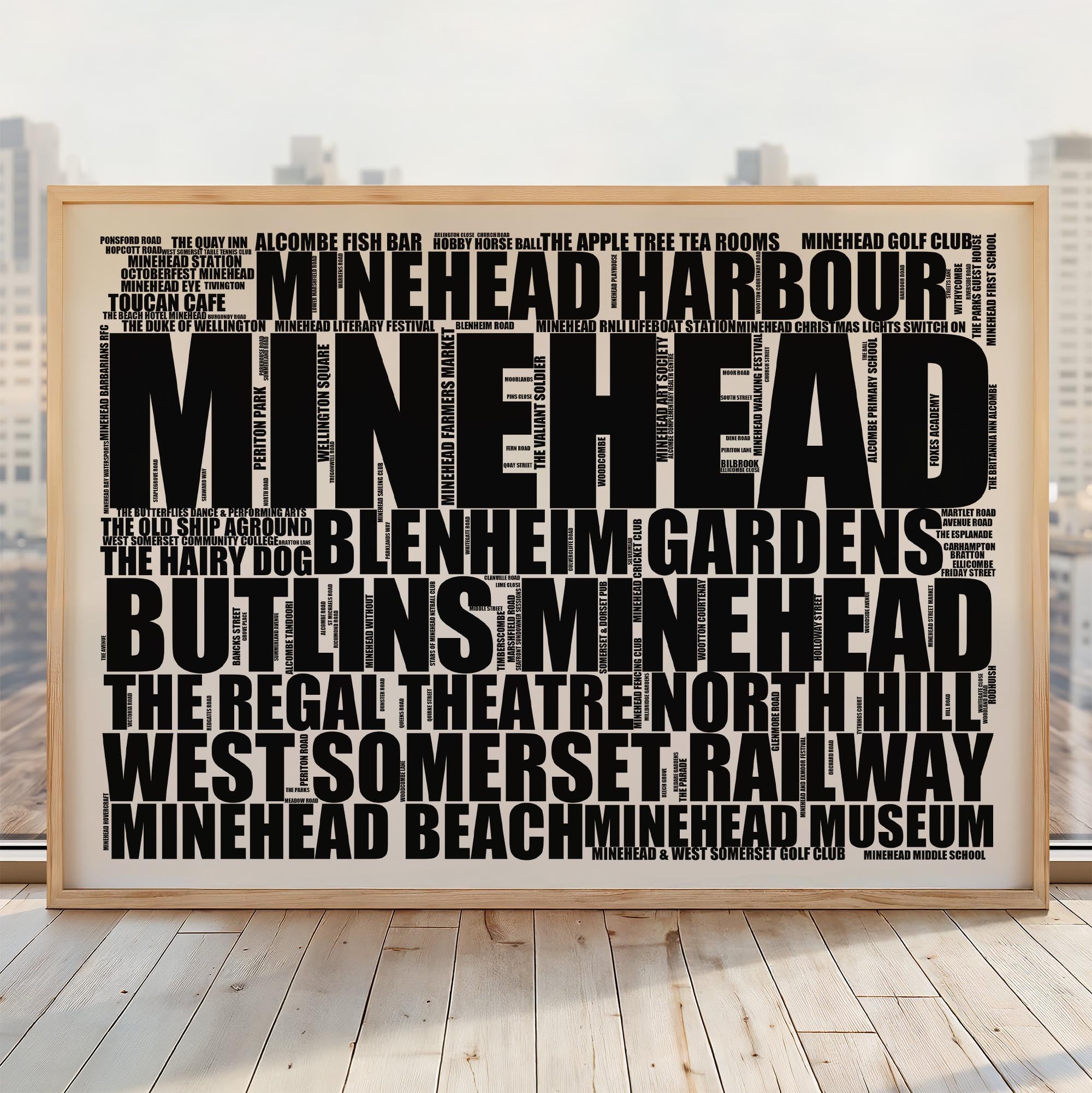 Minehead - Premium Typographic Word Cloud Prints, Posters & Gifts