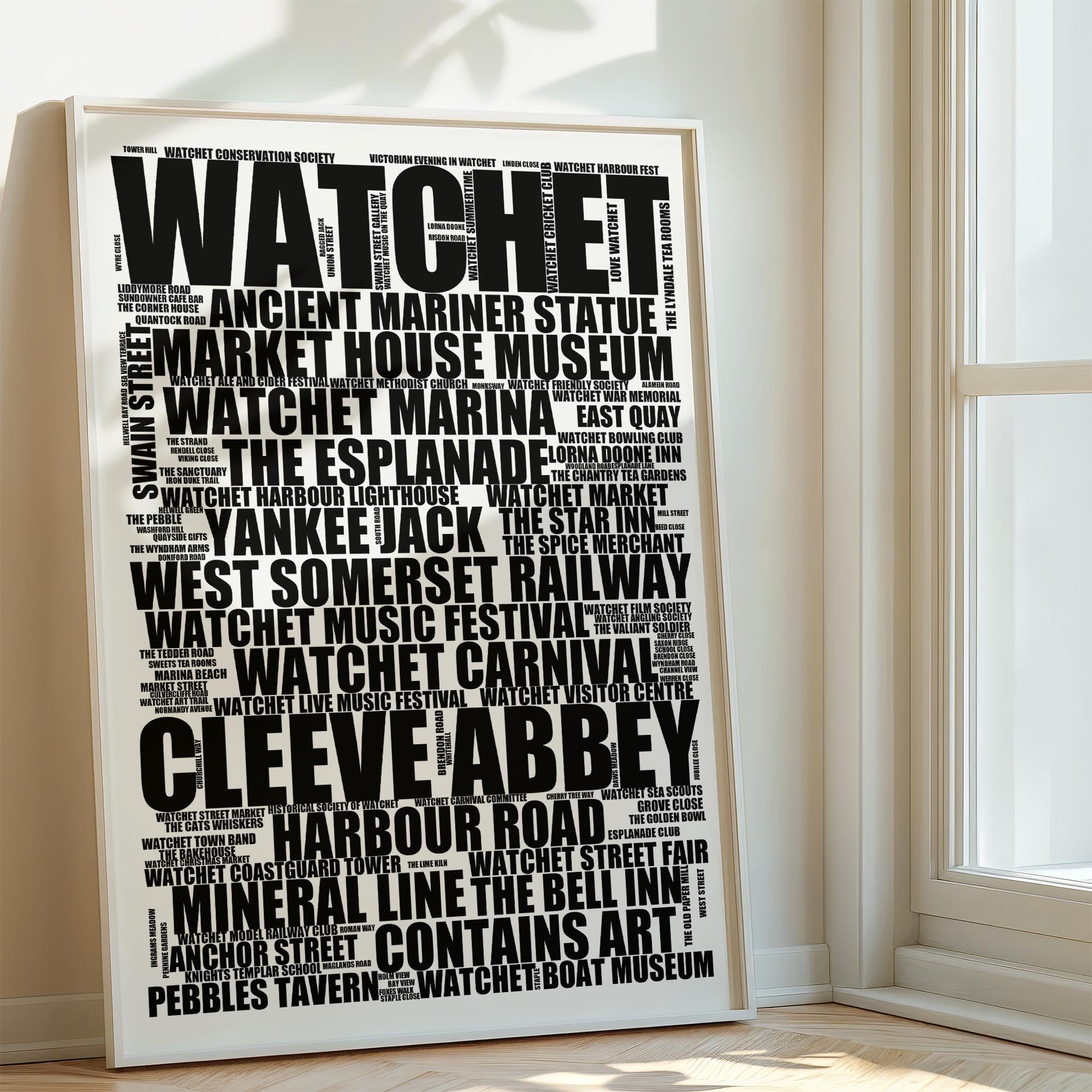 Watchet - Premium Typographic Word Cloud Prints, Posters & Gifts