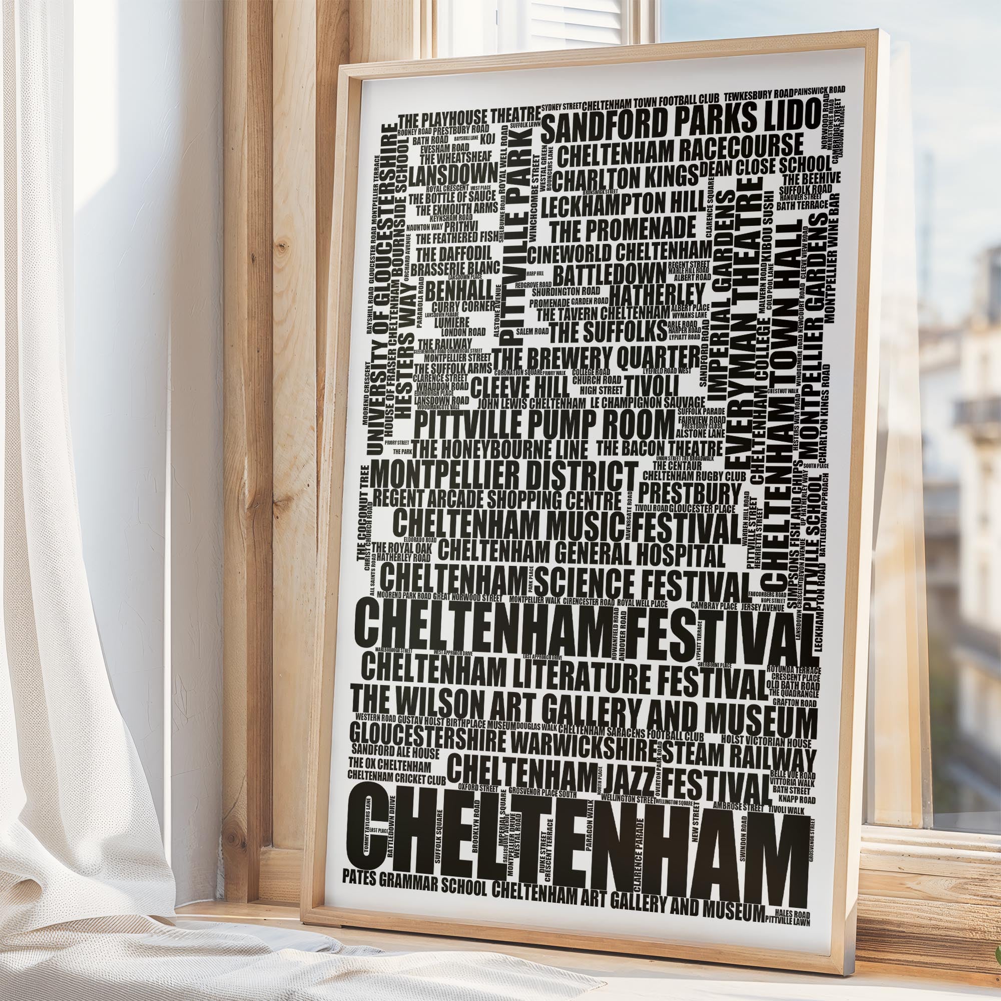 Cheltenham - Premium Typographic Word Cloud Prints, Posters & Gifts