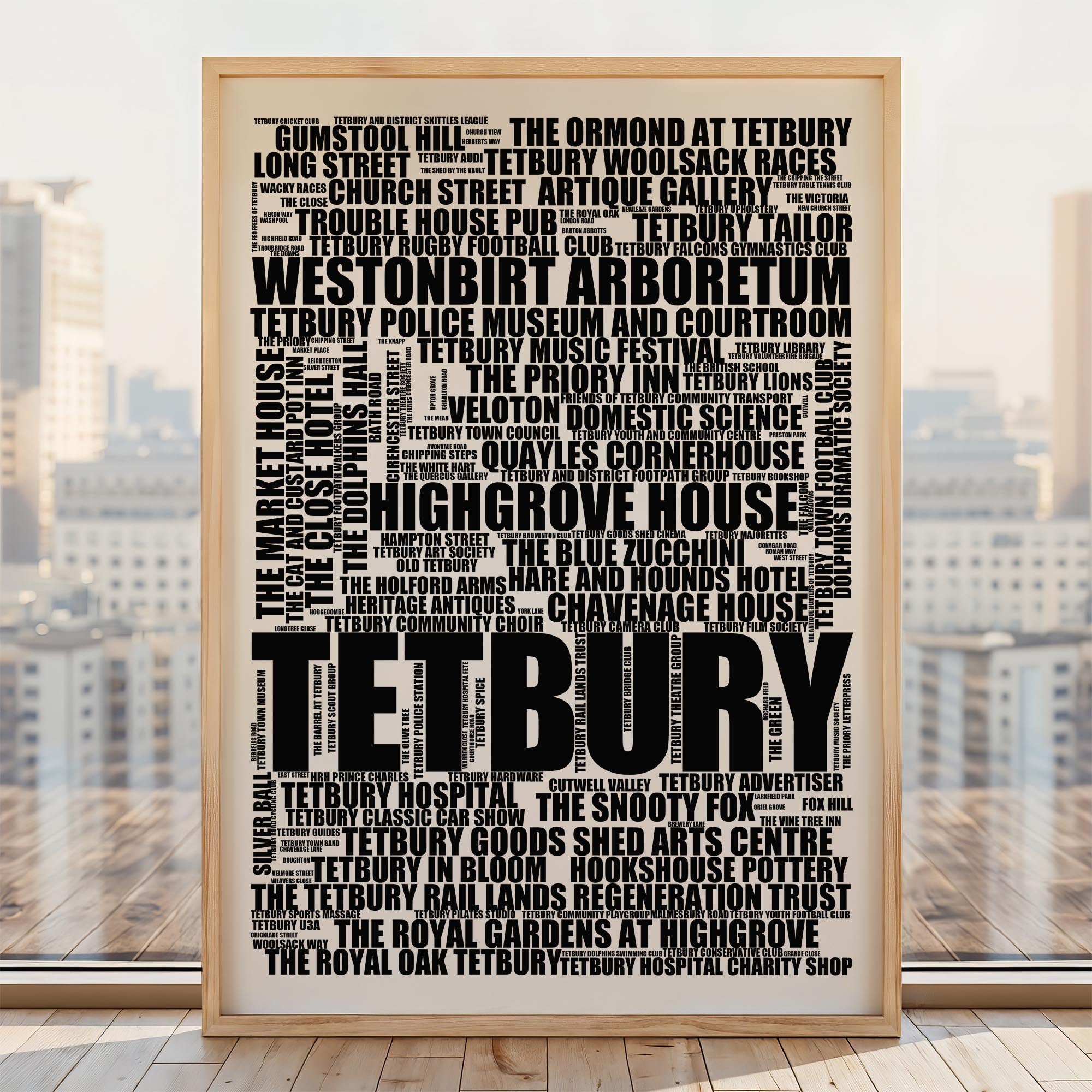 Tetbury - Premium Typographic Word Cloud Prints, Posters & Gifts