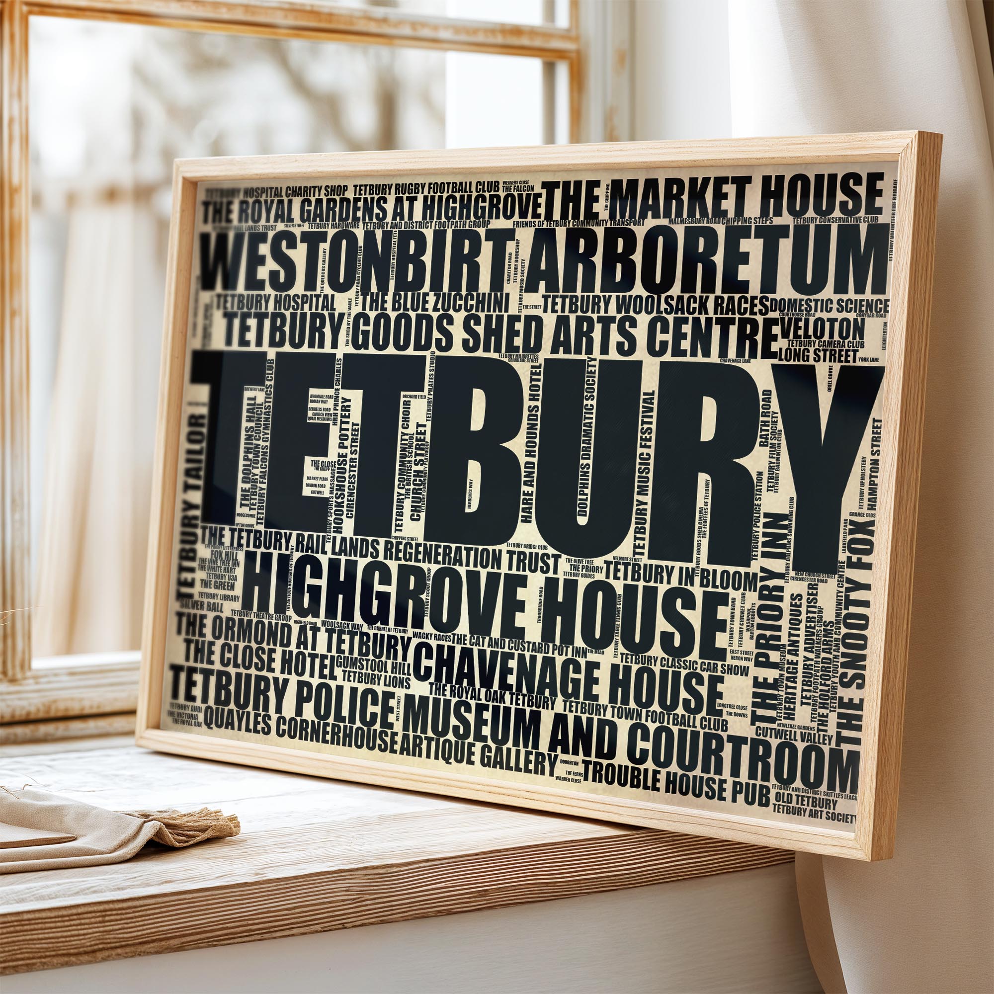 Tetbury - Premium Typographic Word Cloud Prints, Posters & Gifts