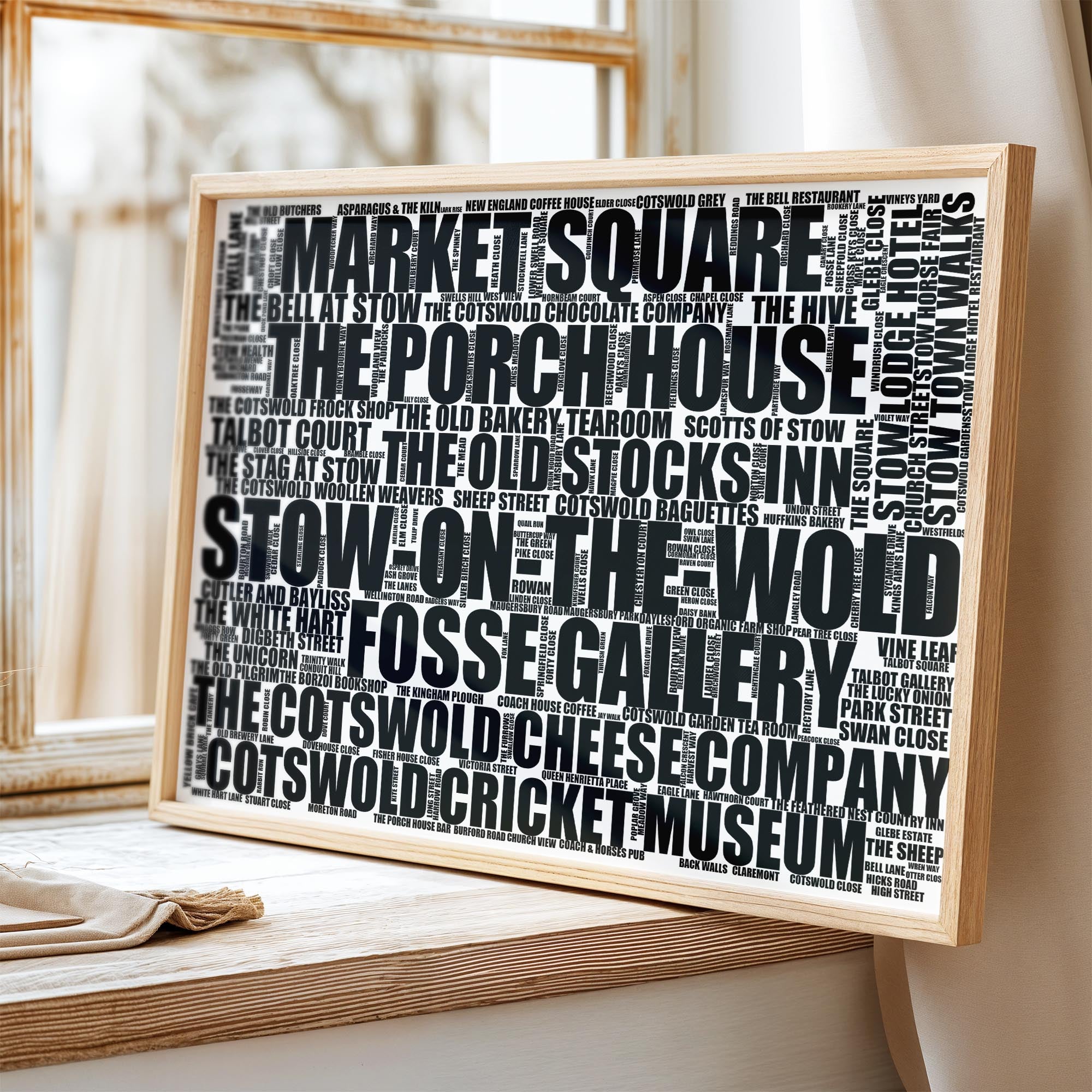 Stow-on-the-Wold - Premium Typographic Word Cloud Prints, Posters & Gifts