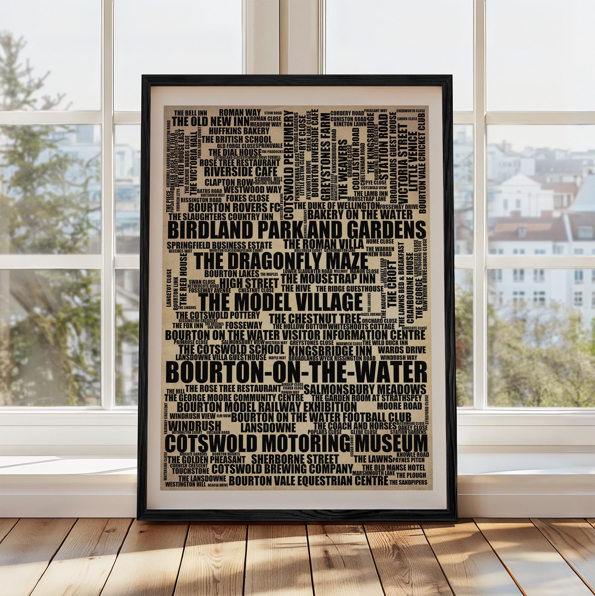 Bourton-on-the-Water - Premium Typographic Word Cloud Prints, Posters & Gifts