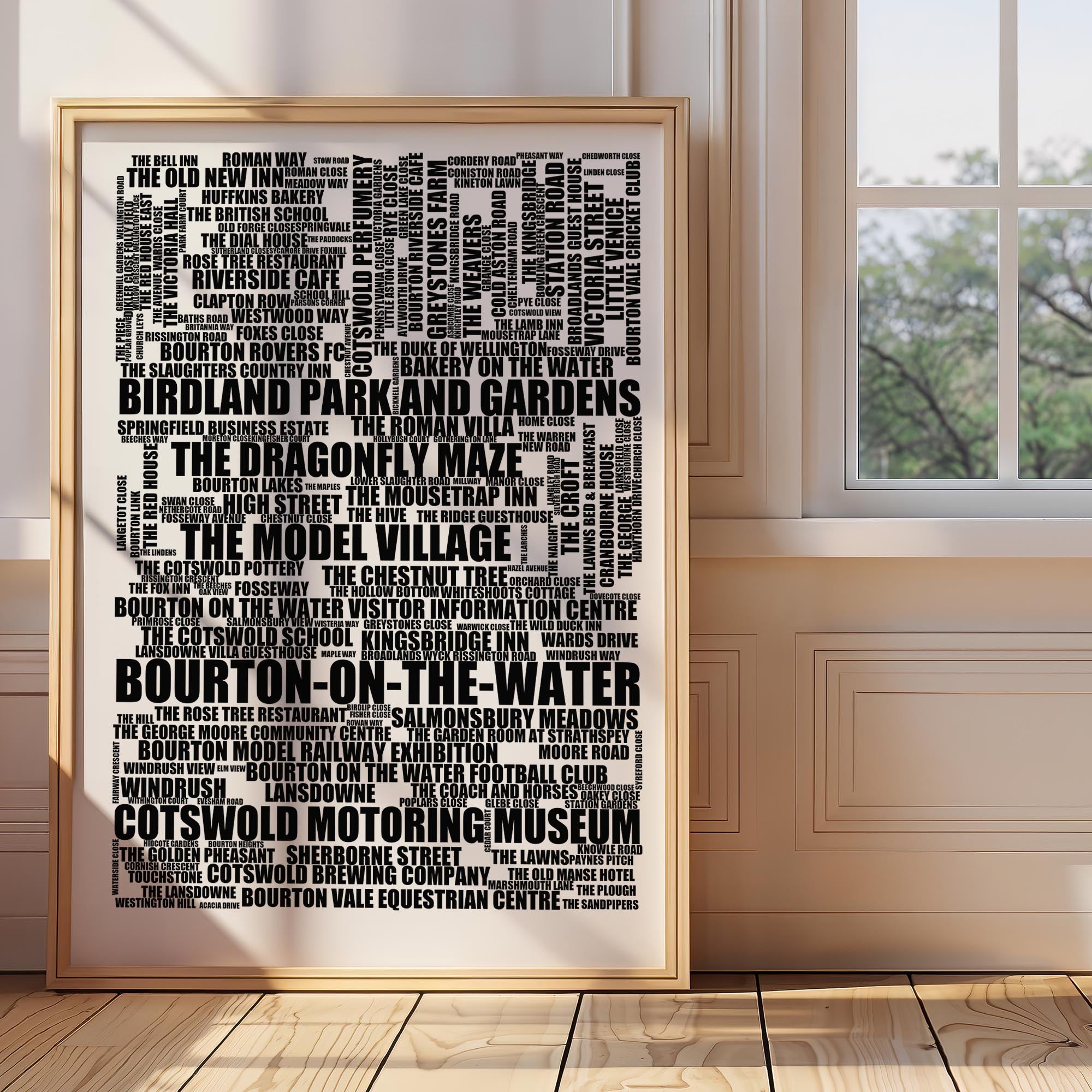 Bourton-on-the-Water - Premium Typographic Word Cloud Prints, Posters & Gifts