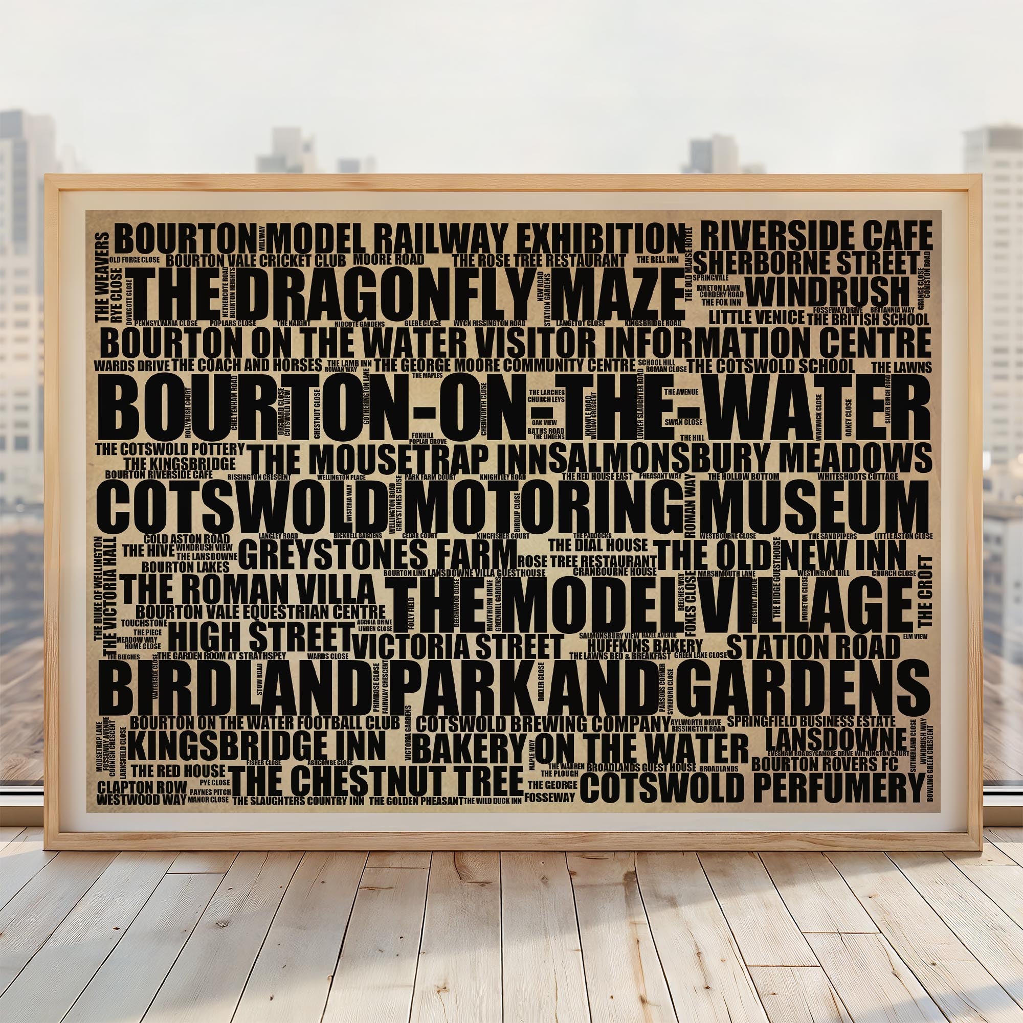 Bourton-on-the-Water - Premium Typographic Word Cloud Prints, Posters & Gifts