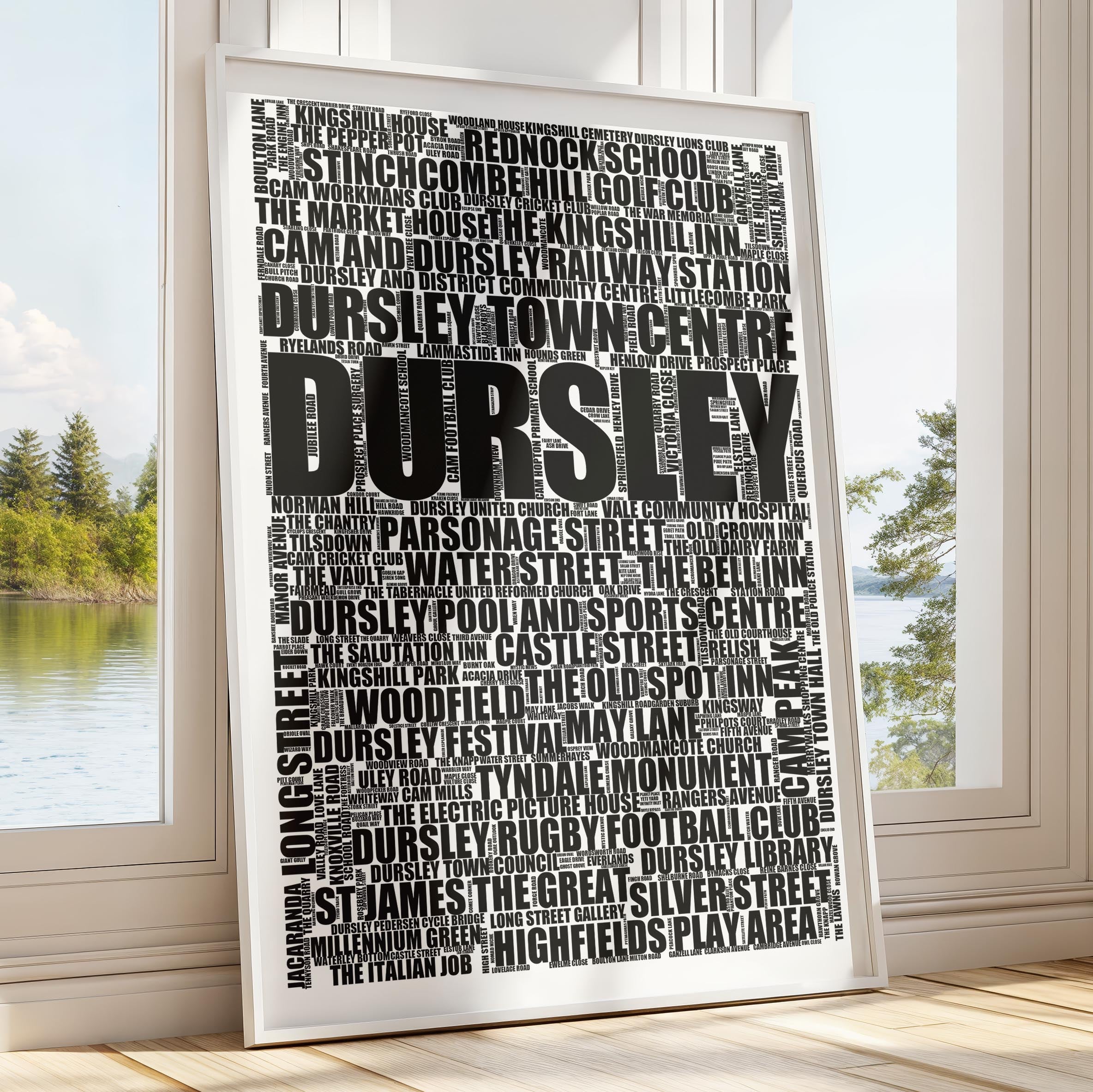 Dursley - Premium Typographic Word Cloud Prints, Posters & Gifts