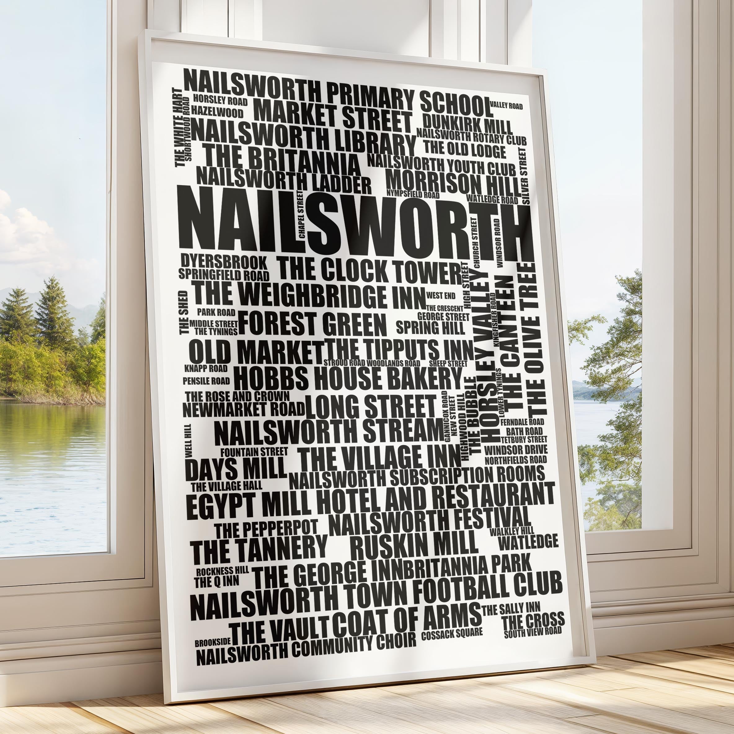 Nailsworth - Premium Typographic Word Cloud Prints, Posters & Gifts