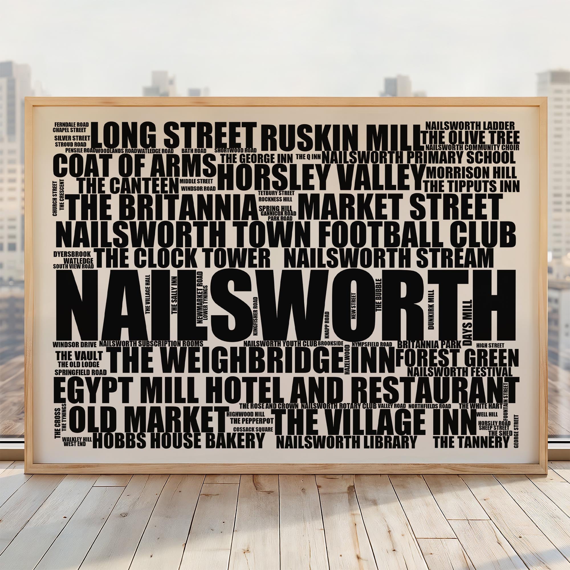 Nailsworth - Premium Typographic Word Cloud Prints, Posters & Gifts