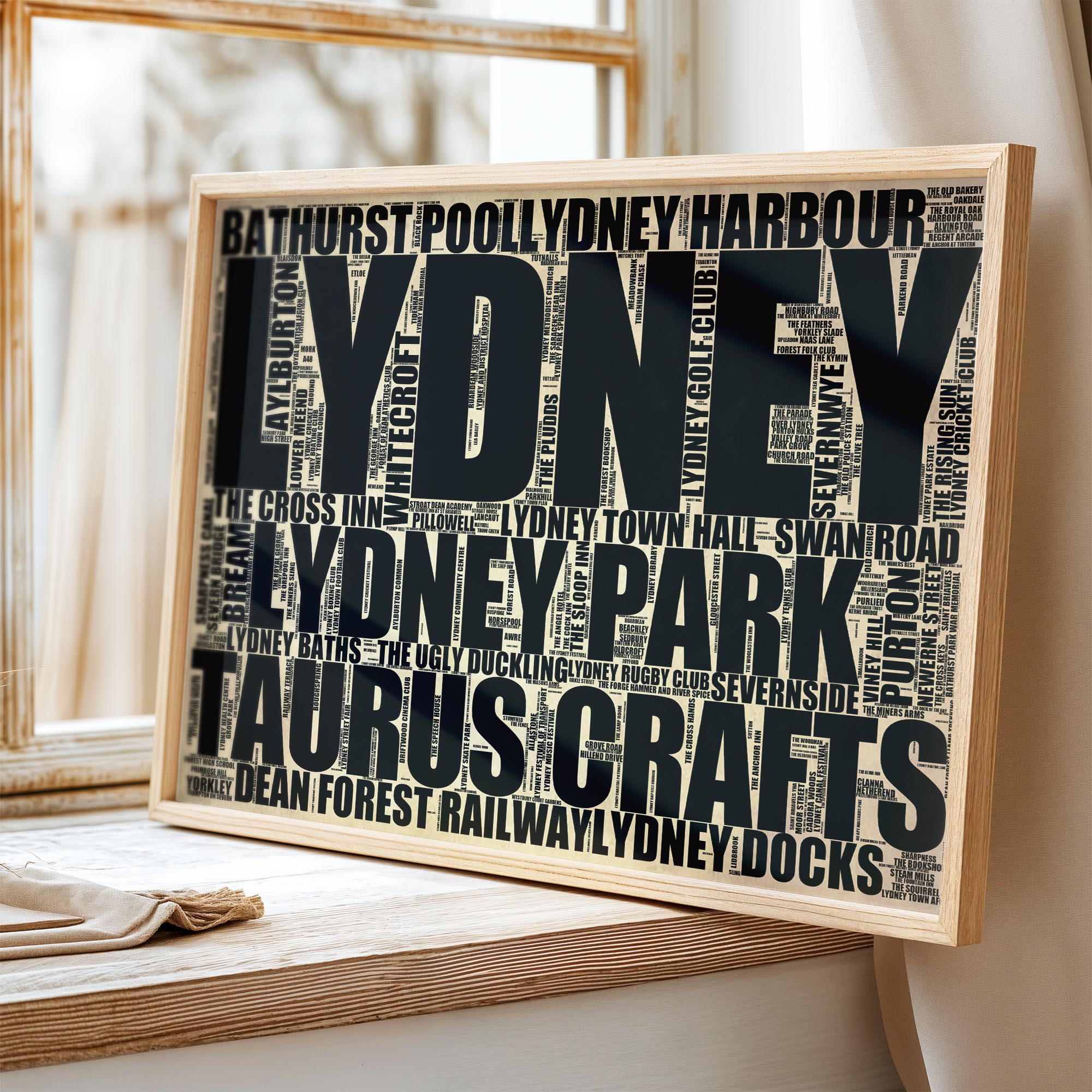 Lydney - Premium Typographic Word Cloud Prints, Posters & Gifts