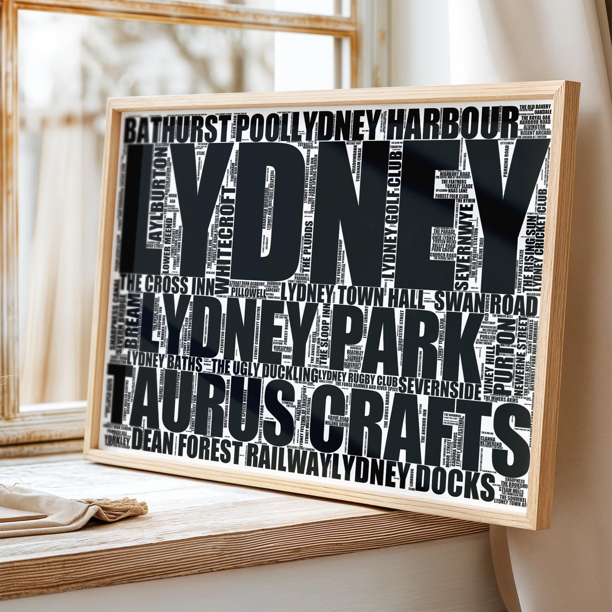 Lydney - Premium Typographic Word Cloud Prints, Posters & Gifts