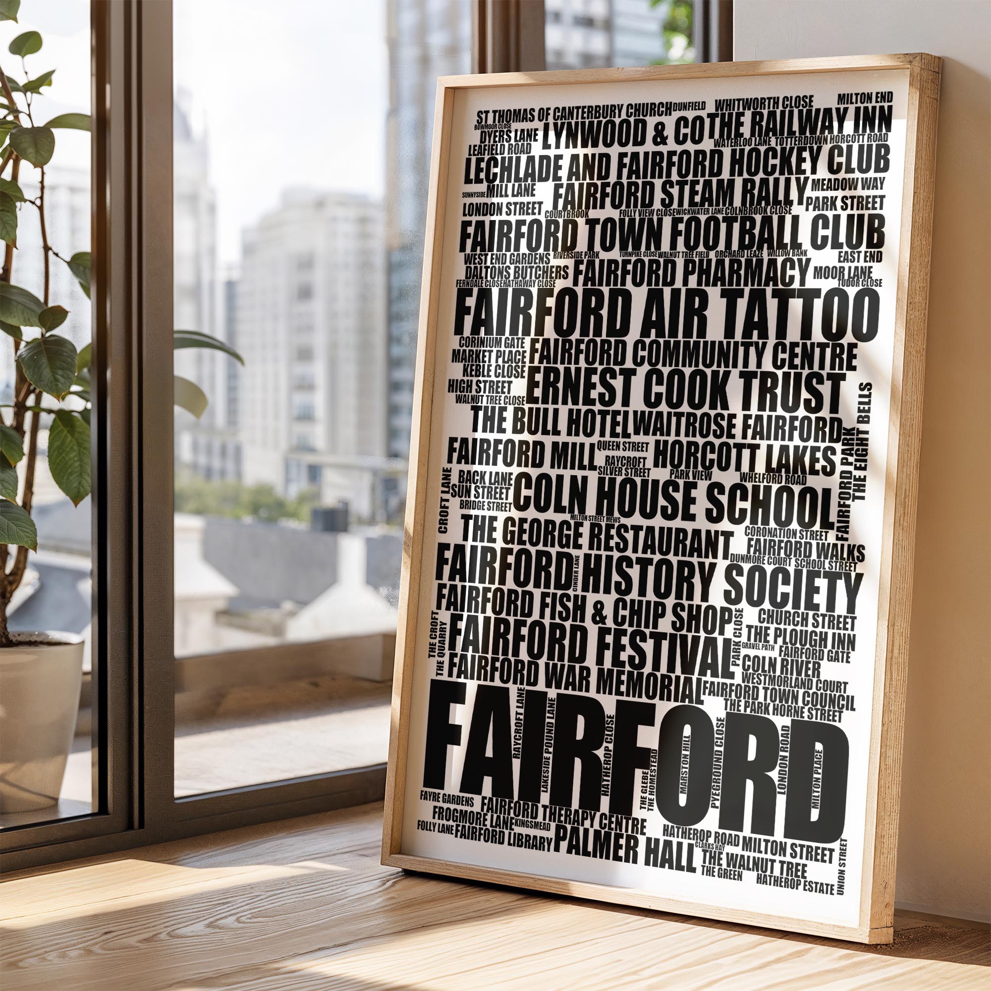 Fairford - Premium Typographic Word Cloud Prints, Posters & Gifts