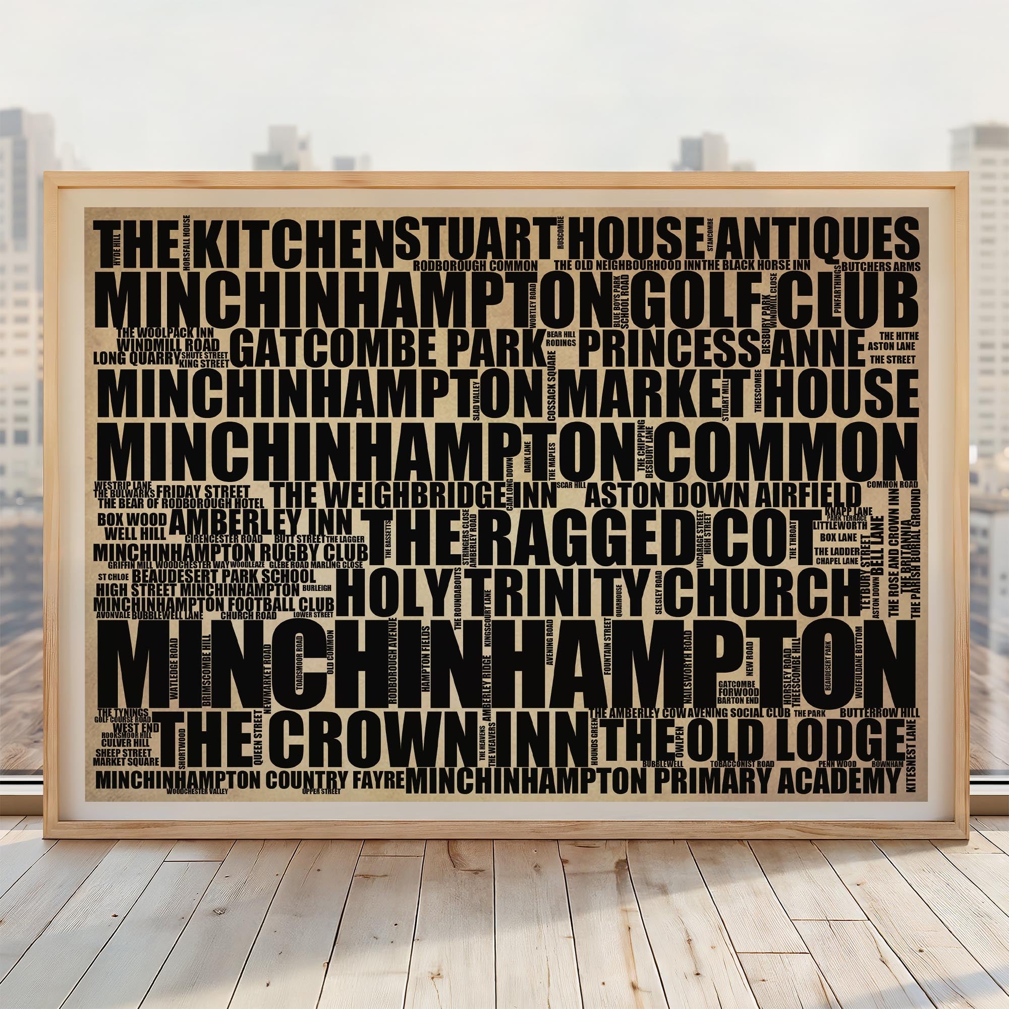 Minchinhampton - Premium Typographic Word Cloud Prints, Posters & Gifts